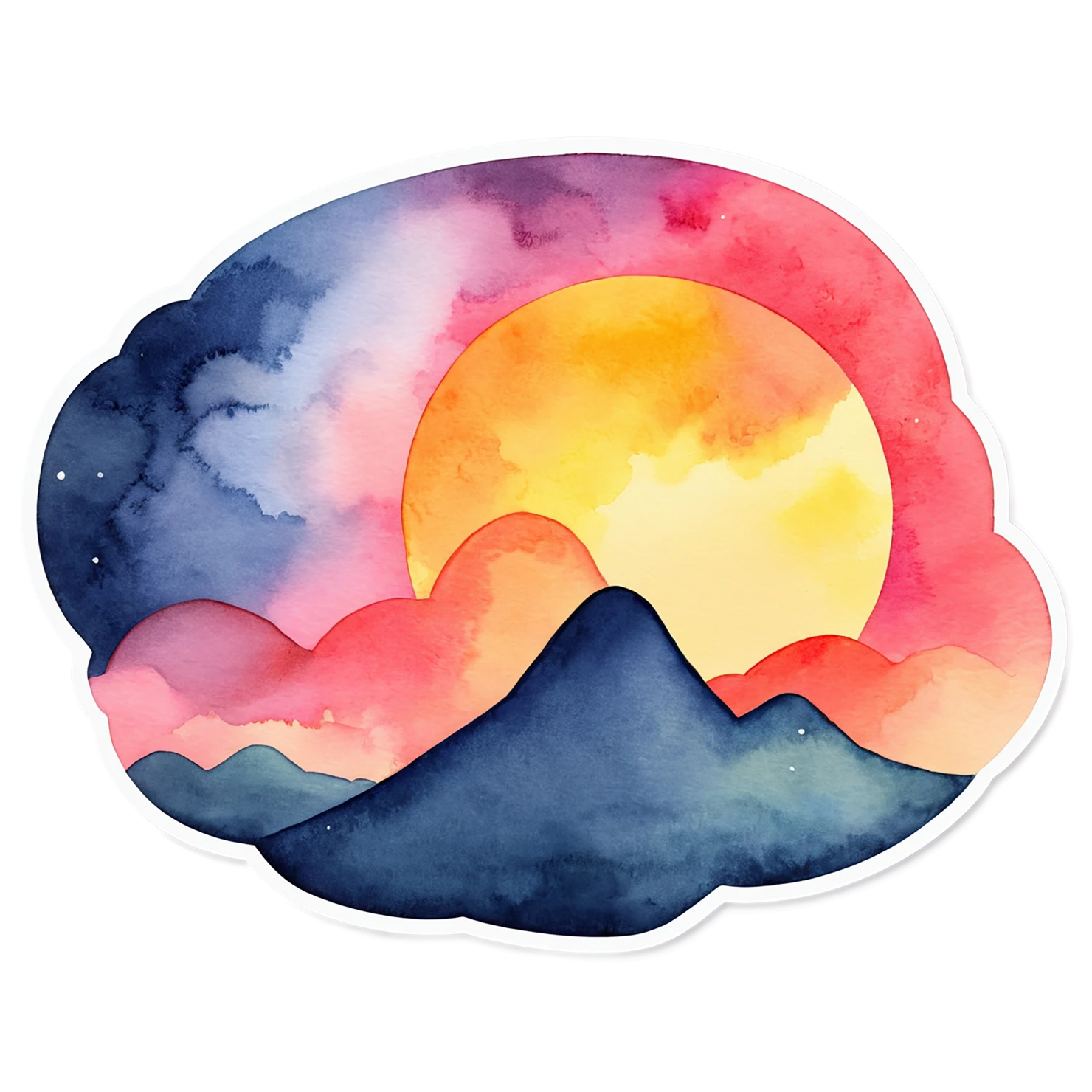 Sunset watercolor sticker isolated on transparent background #22409