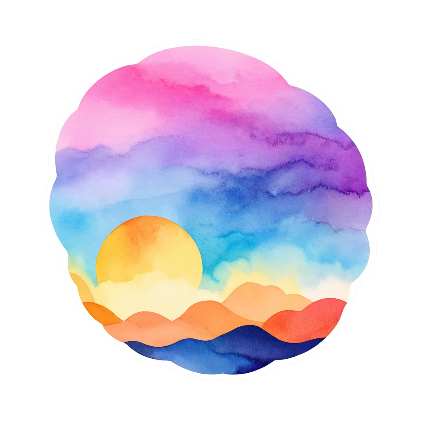 Sunset watercolor sticker isolated on transparent background #22410