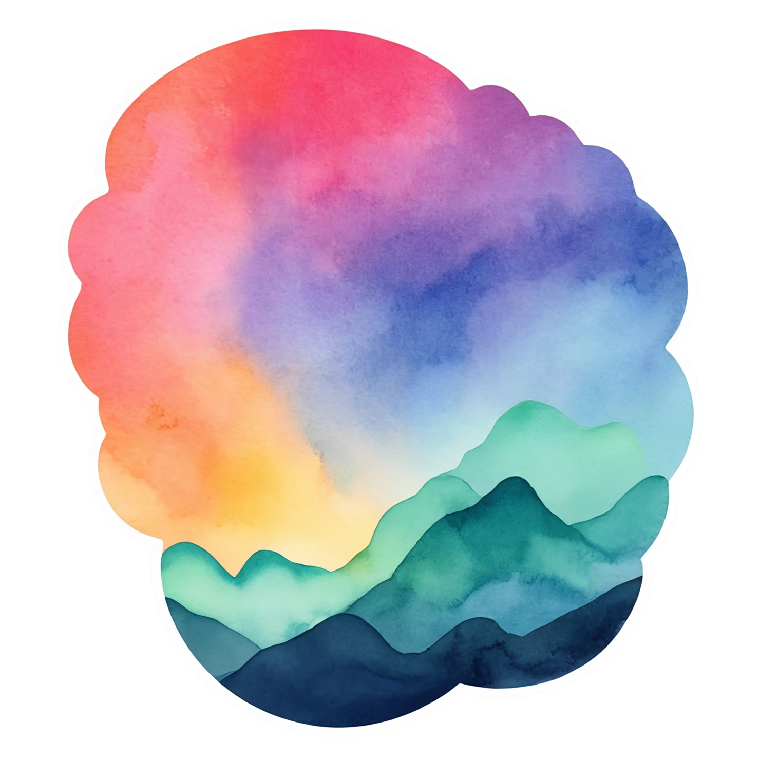 Sunset watercolor sticker isolated on transparent background #22414