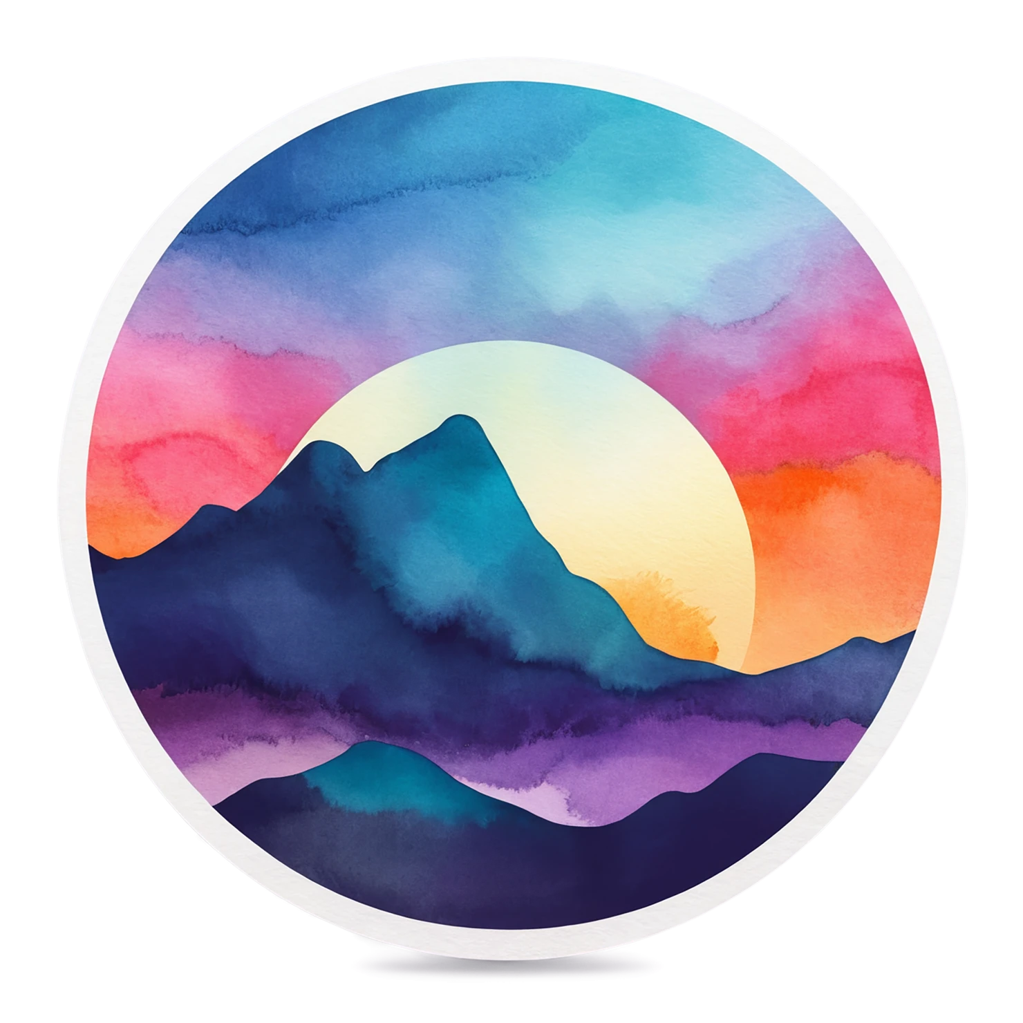 Sunset watercolor sticker isolated on transparent background #22415