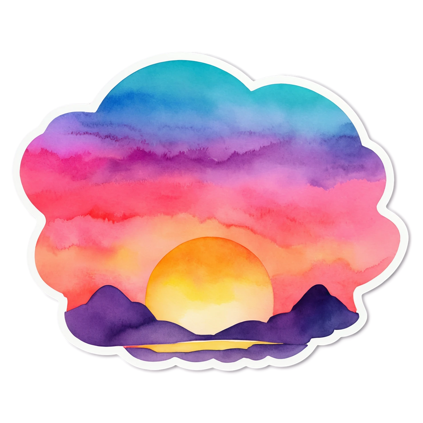 Sunset watercolor sticker isolated on transparent background #22416