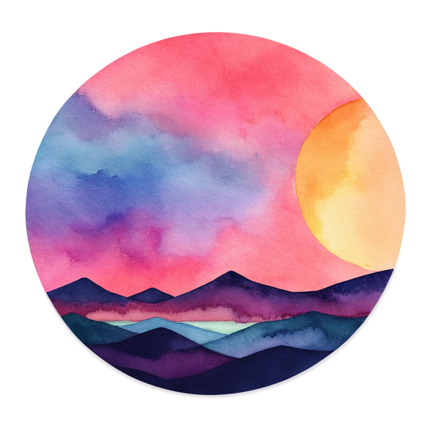 Sunset watercolor sticker isolated on transparent background #22417
