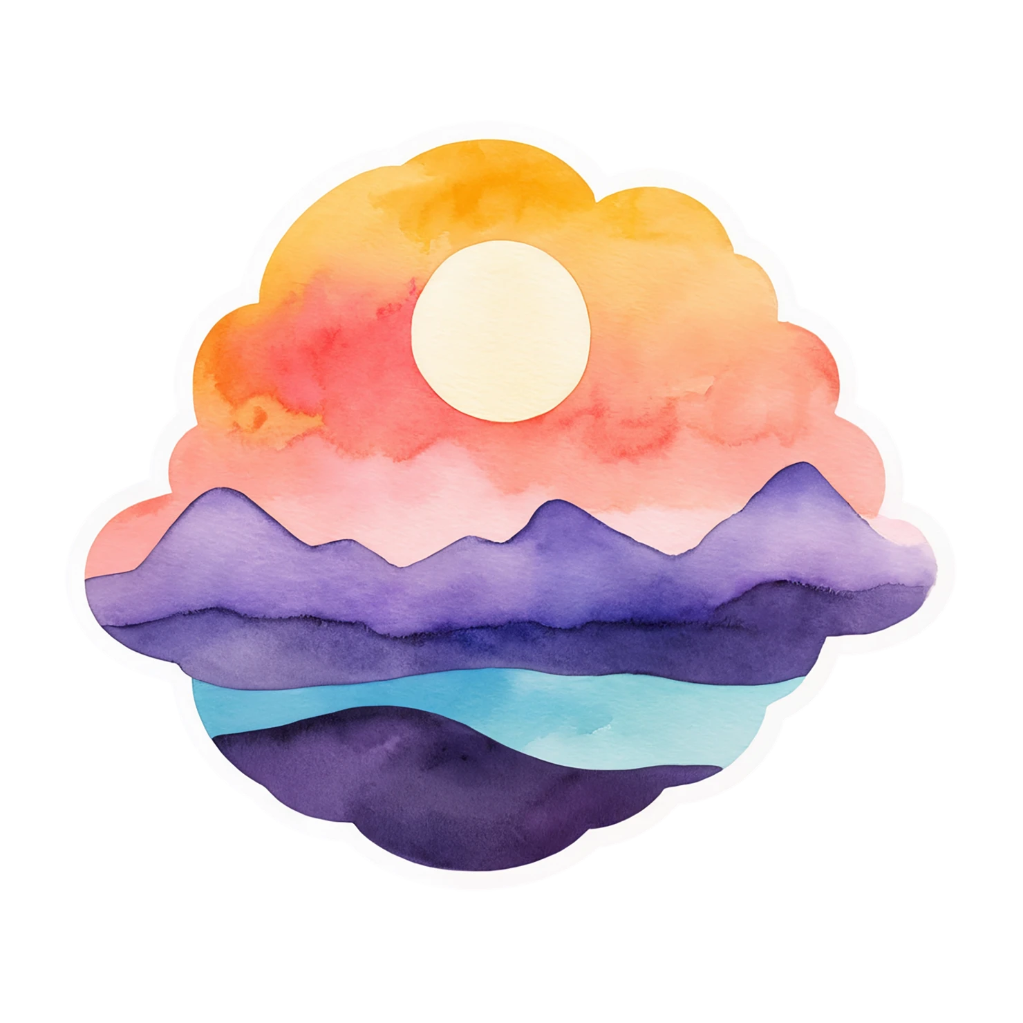 Sunset watercolor sticker isolated on transparent background #22418