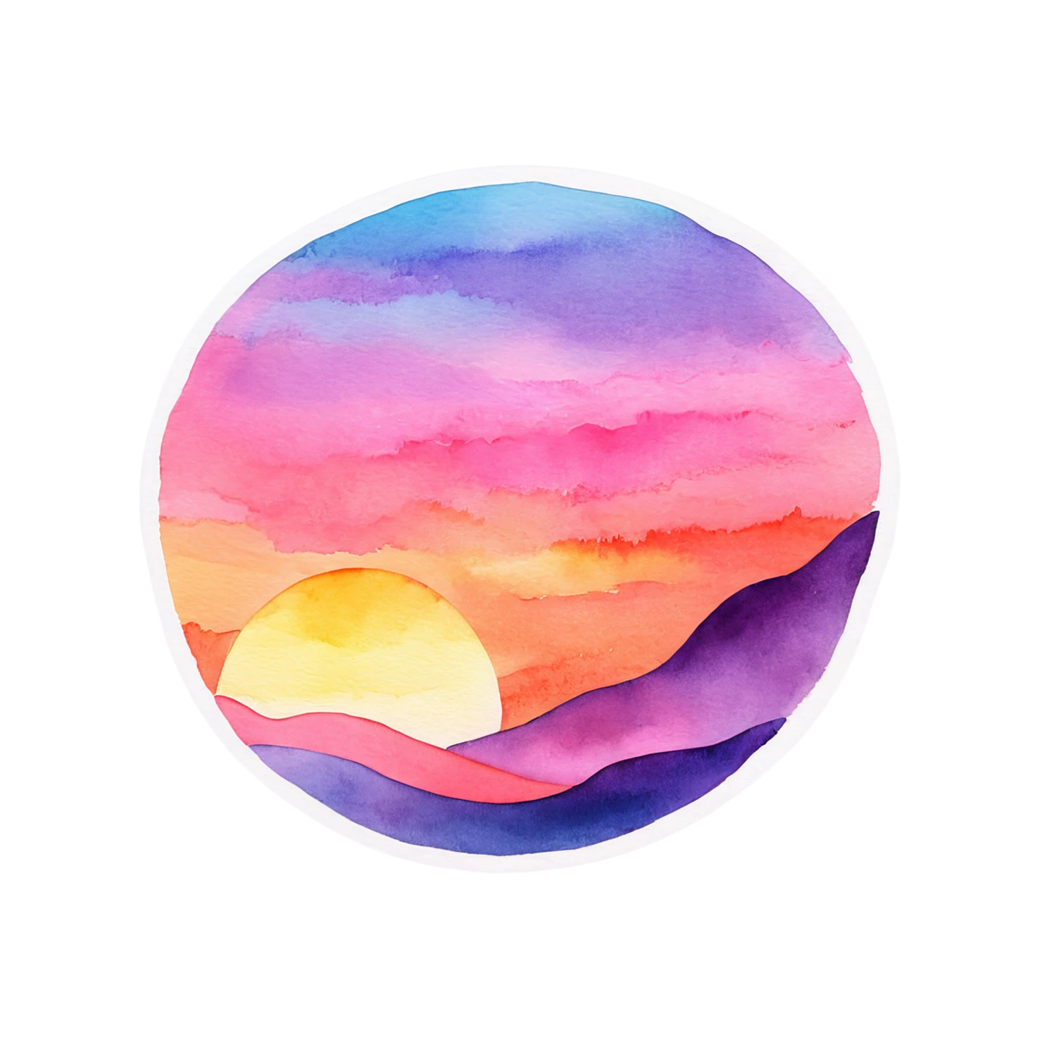 Sunset watercolor sticker isolated on transparent background #22420