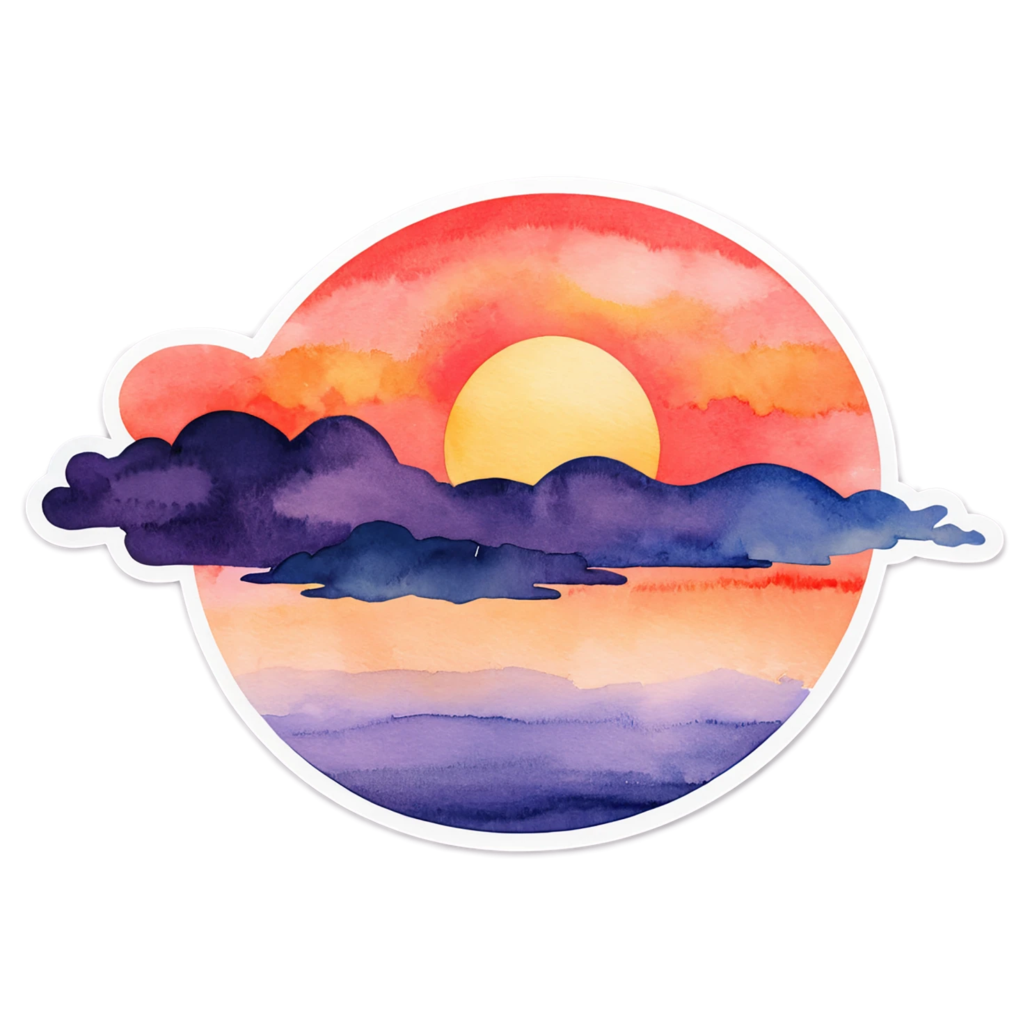 Sunset watercolor sticker isolated on transparent background #22421