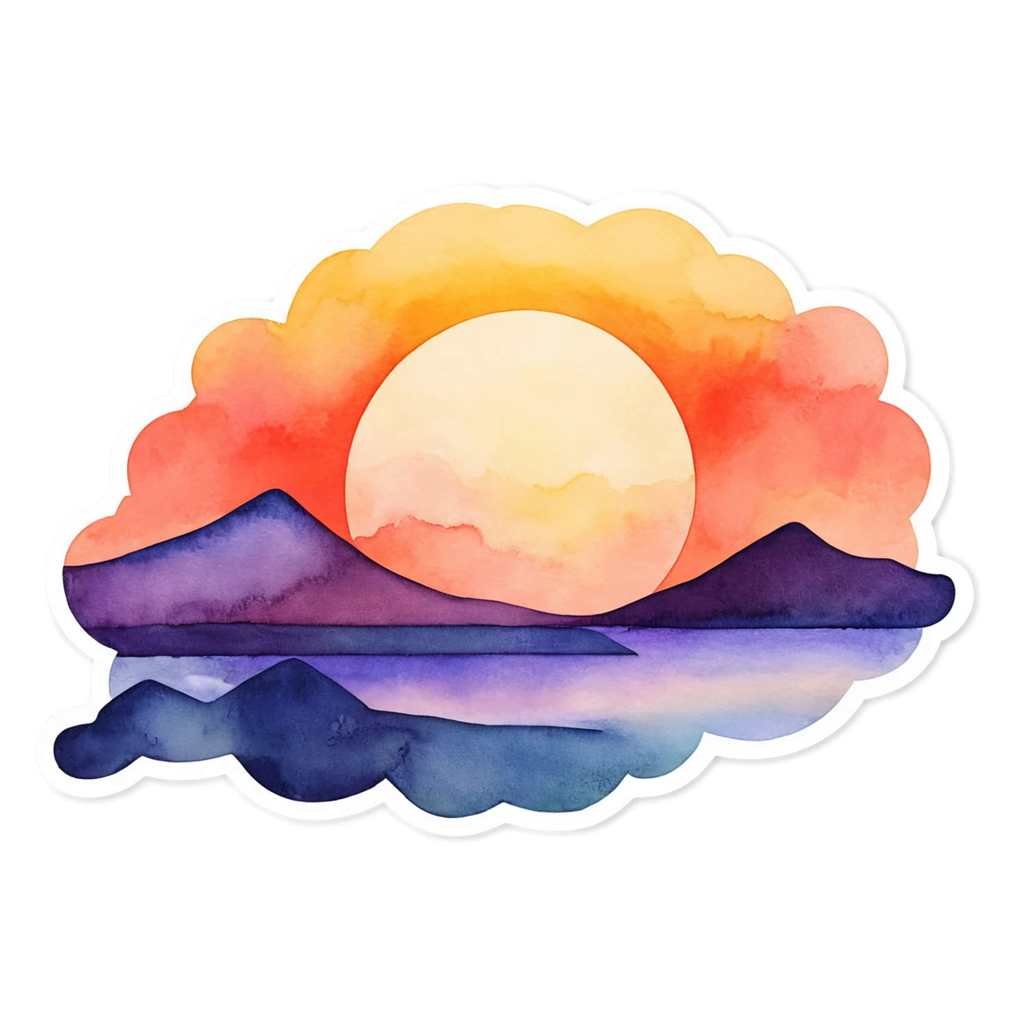 Sunset watercolor sticker isolated on transparent background #22422