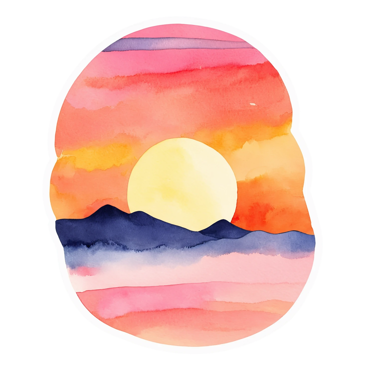Sunset watercolor sticker isolated on transparent background #22423