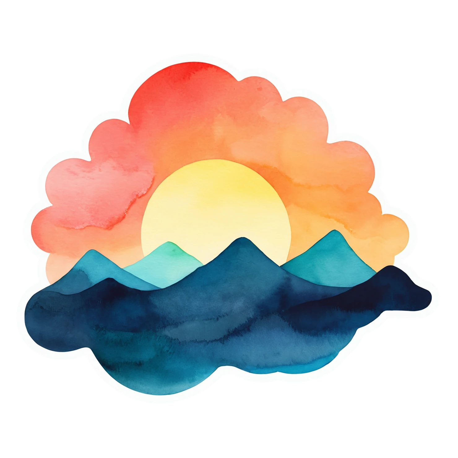 Sunset watercolor sticker isolated on transparent background #22424