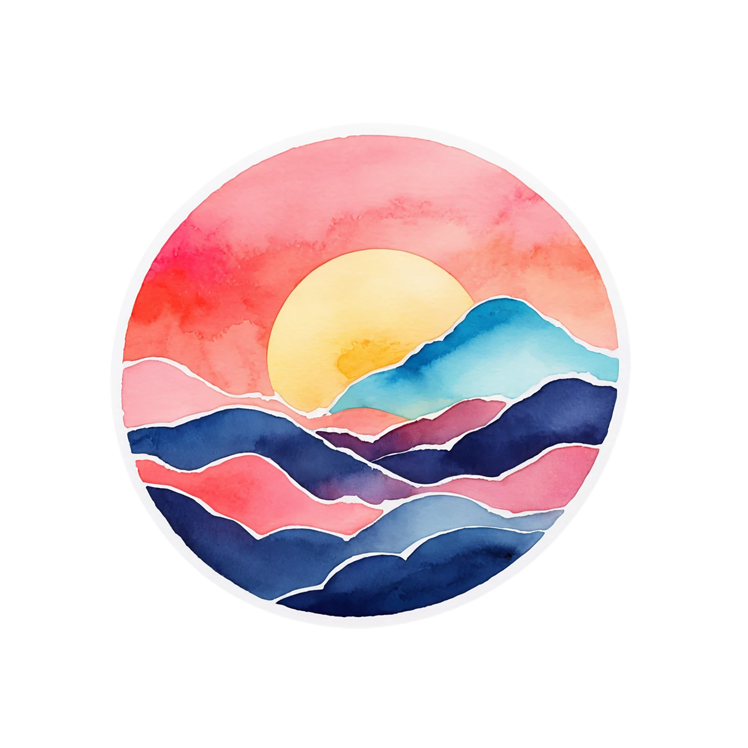Sunset watercolor sticker isolated on transparent background #22429