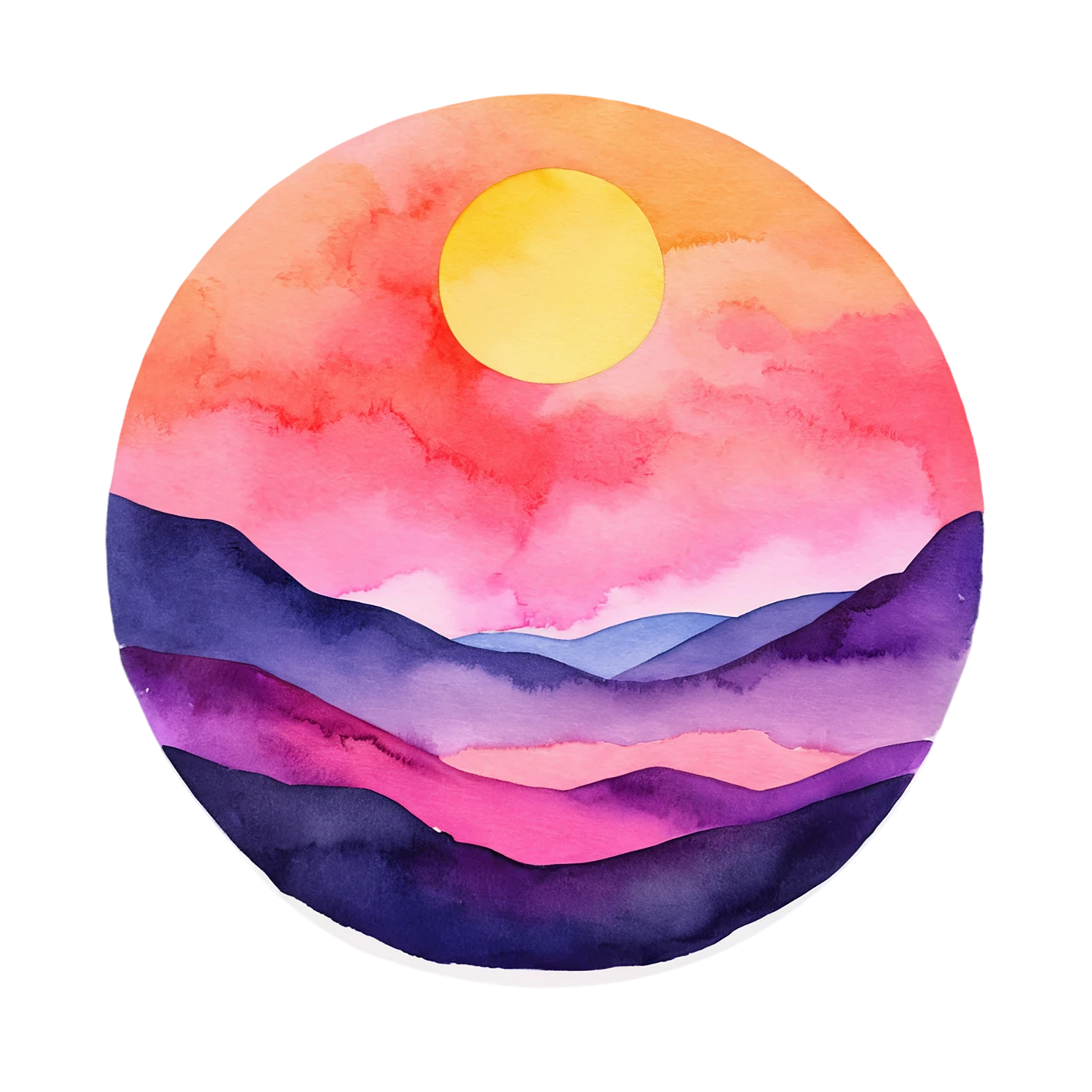 Sunset watercolor sticker isolated on transparent background #22430