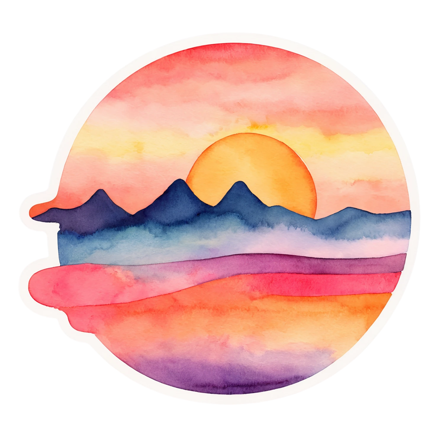 Sunset watercolor sticker isolated on transparent background #22432