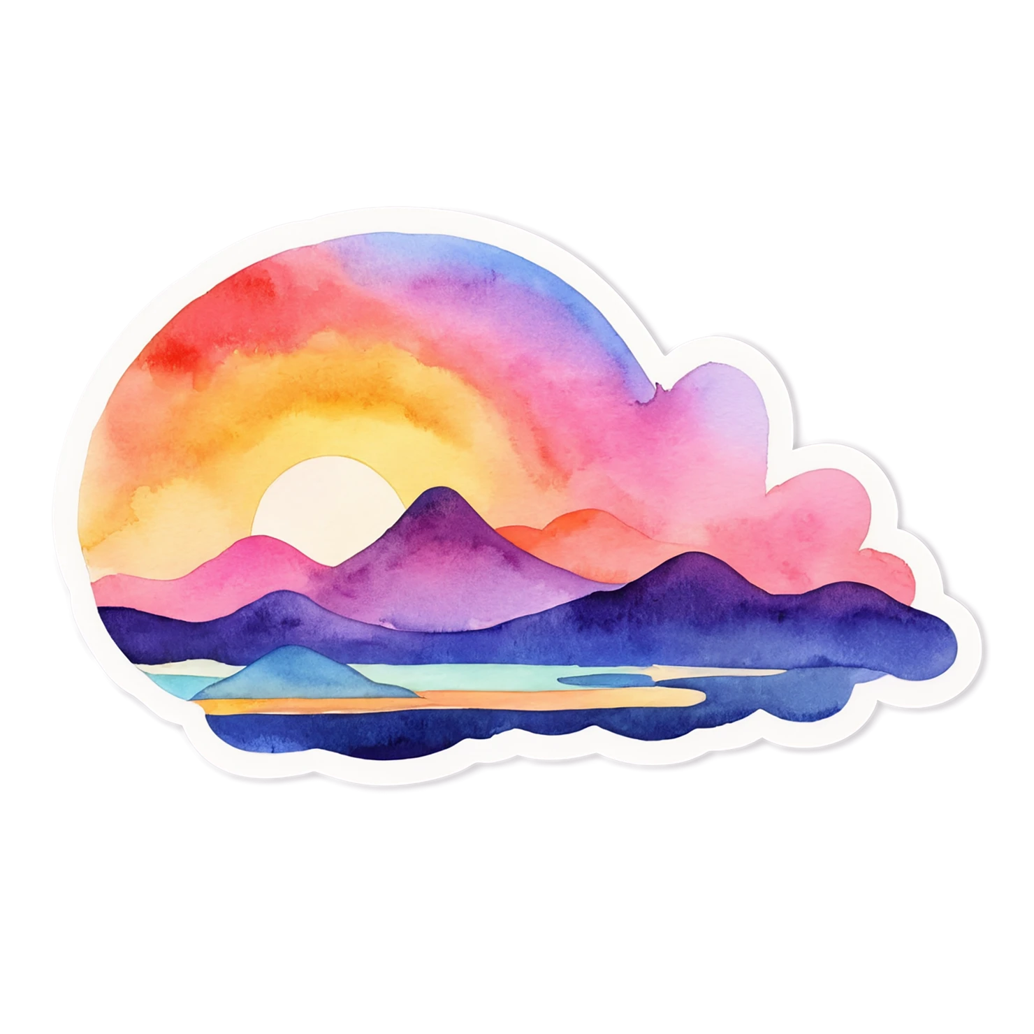 Sunset watercolor sticker isolated on transparent background #22433