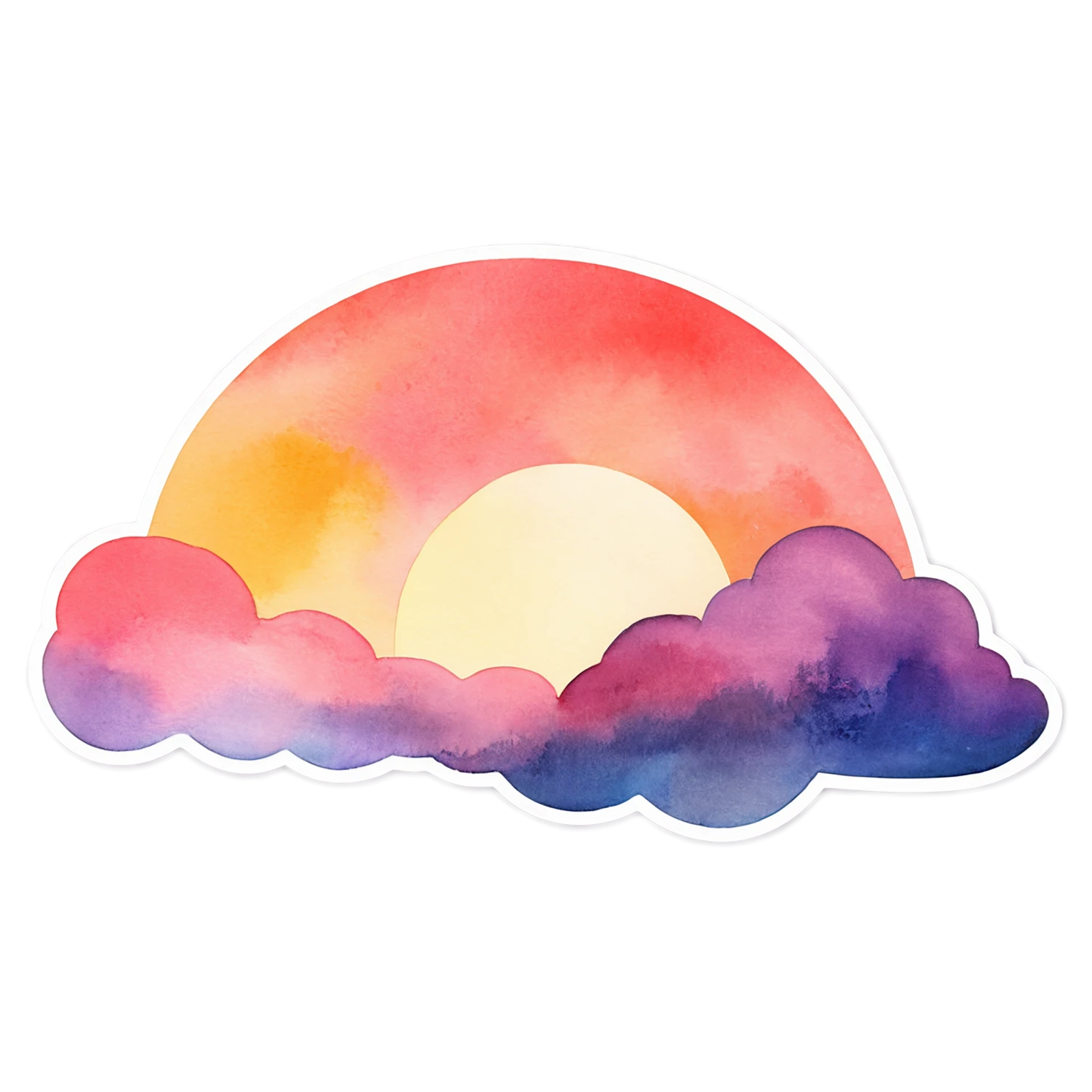 Sunset watercolor sticker isolated on transparent background #22435