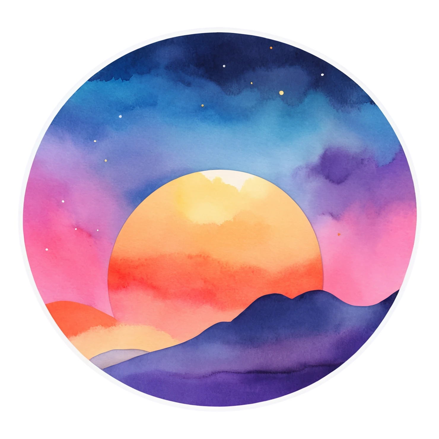 Sunset watercolor sticker isolated on transparent background #22436