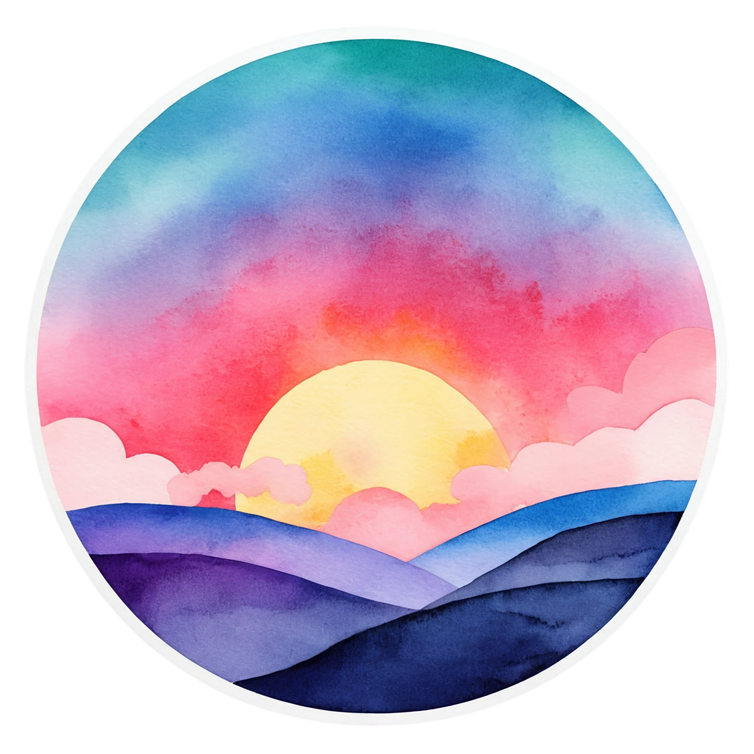 Sunset watercolor sticker isolated on transparent background #22437