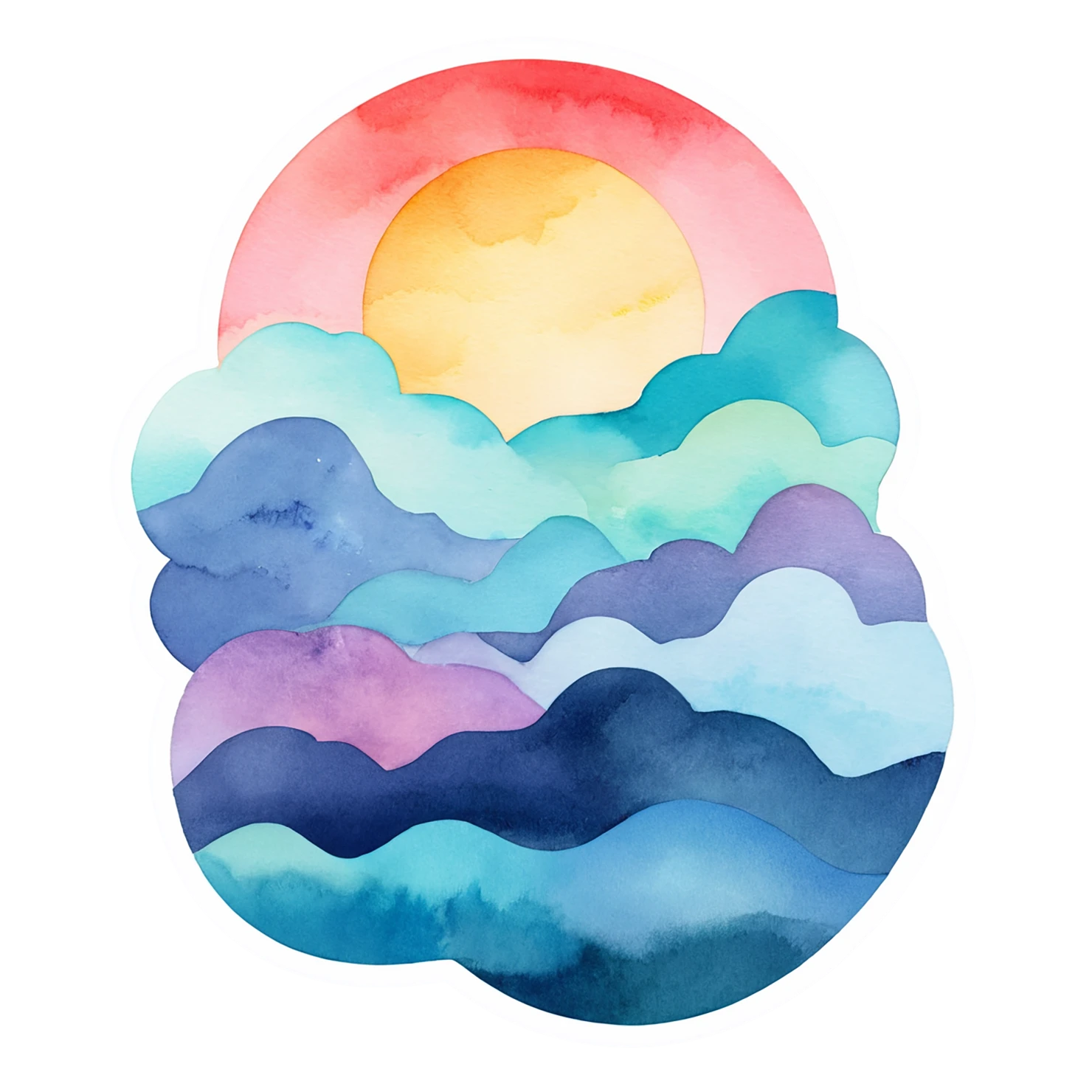 Sunset watercolor sticker isolated on transparent background #22438