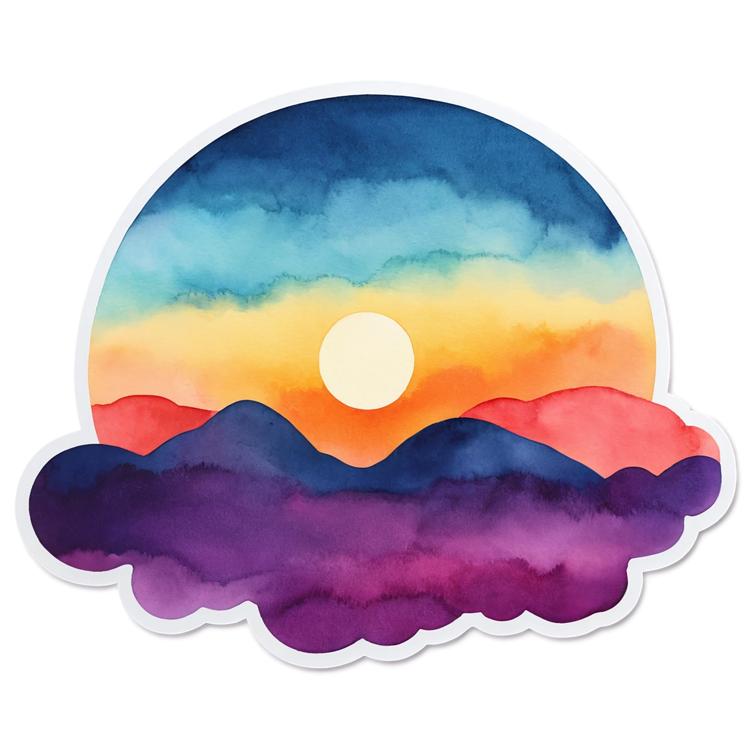 Sunset watercolor sticker isolated on transparent background #22439