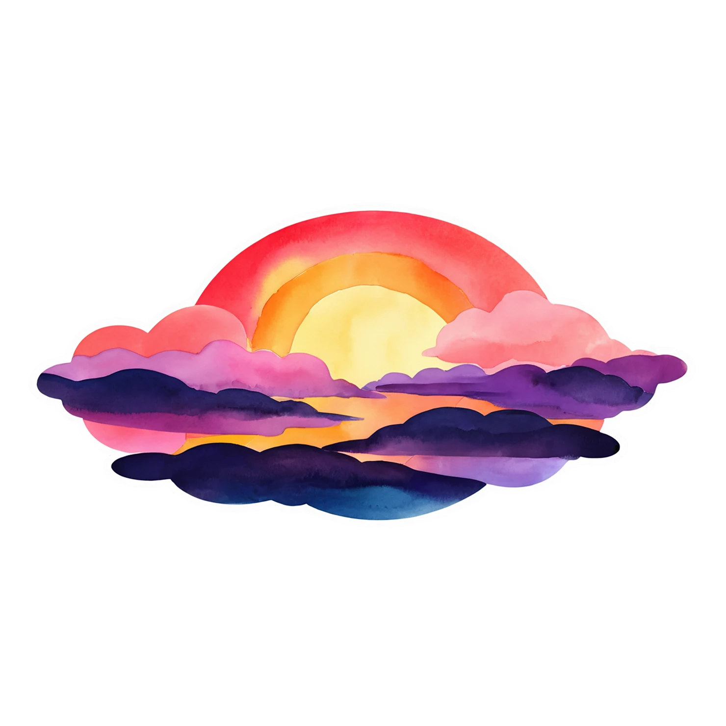 Sunset watercolor sticker isolated on transparent background #22440