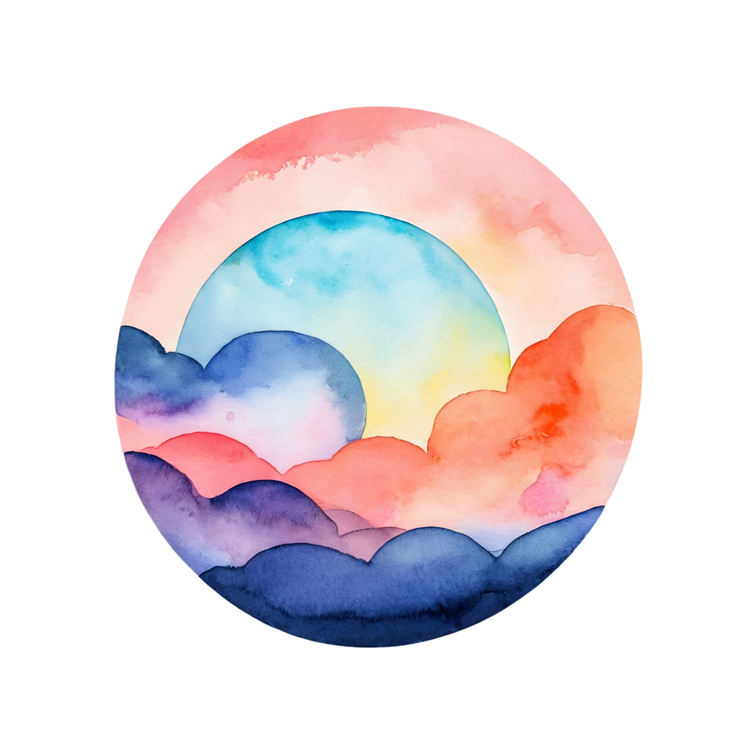 Sunset watercolor sticker isolated on transparent background #22441