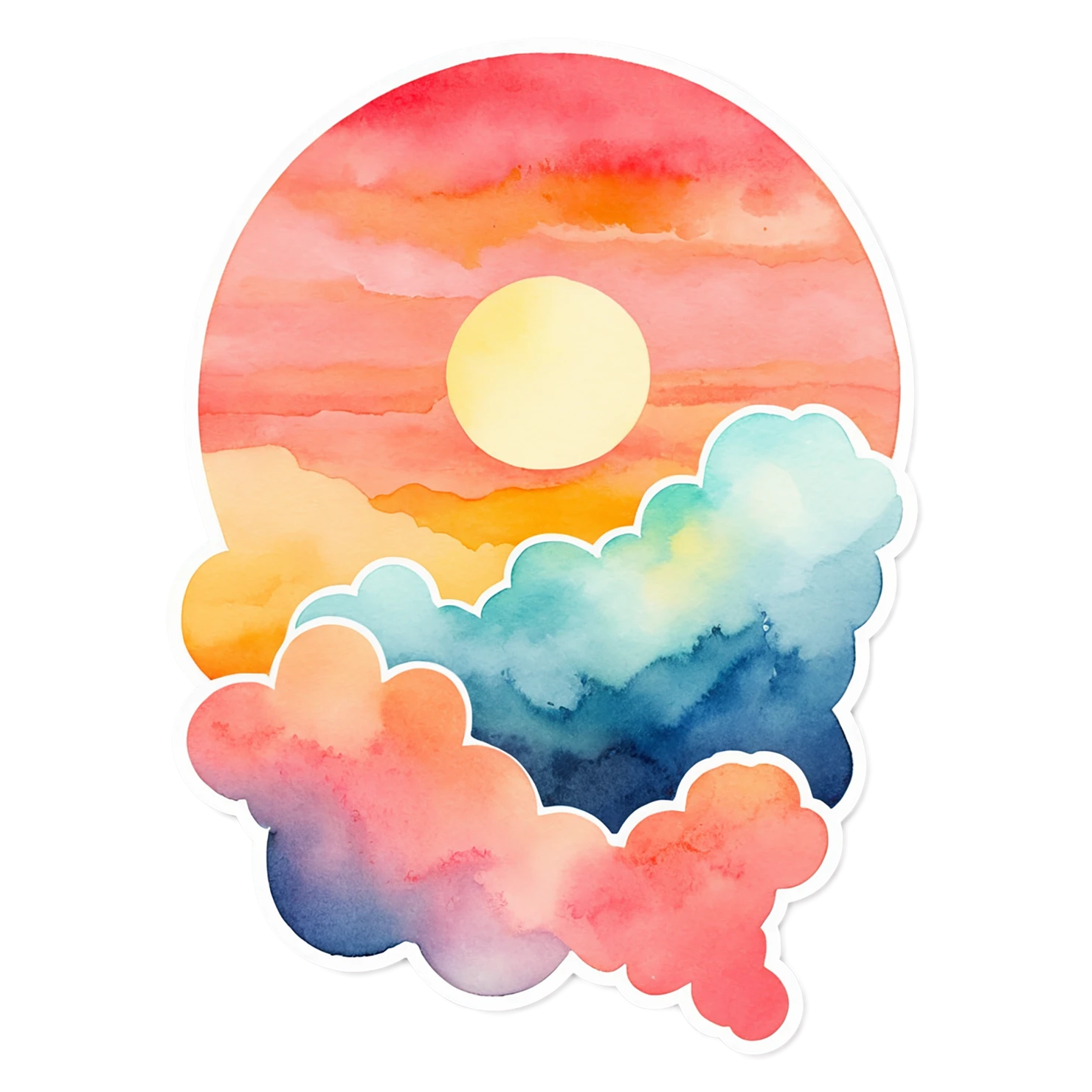 Sunset watercolor sticker isolated on transparent background #22442