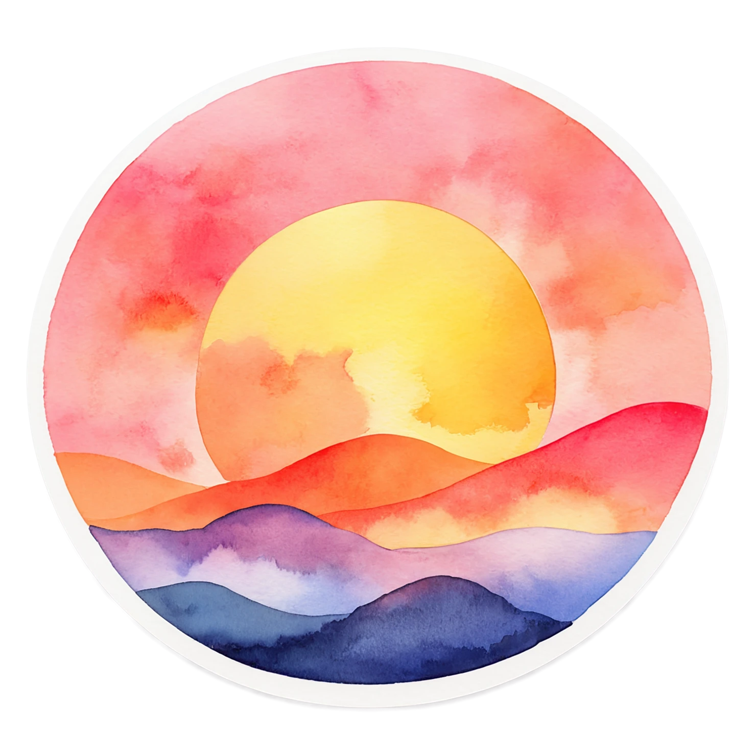 Sunset watercolor sticker isolated on transparent background #22445