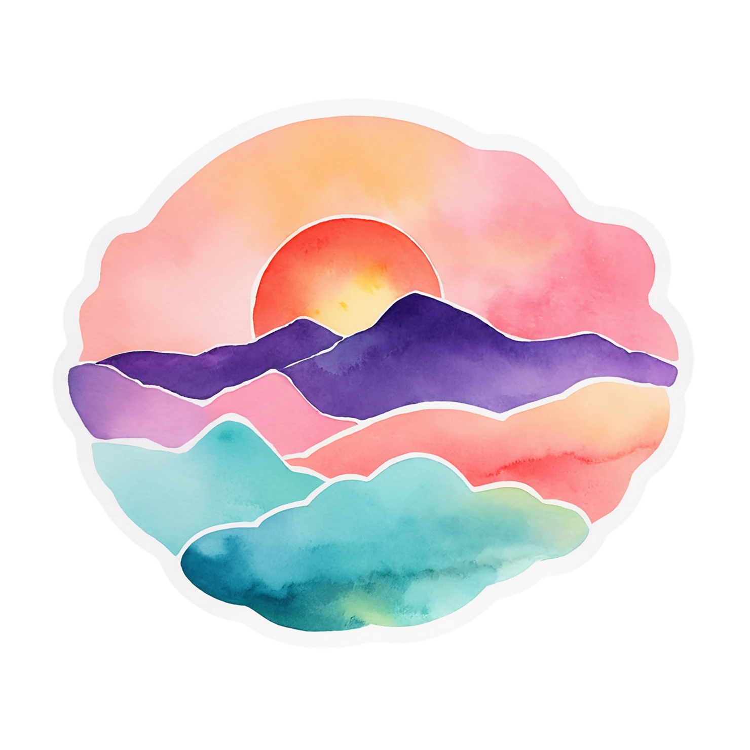 Sunset watercolor sticker isolated on transparent background #22447
