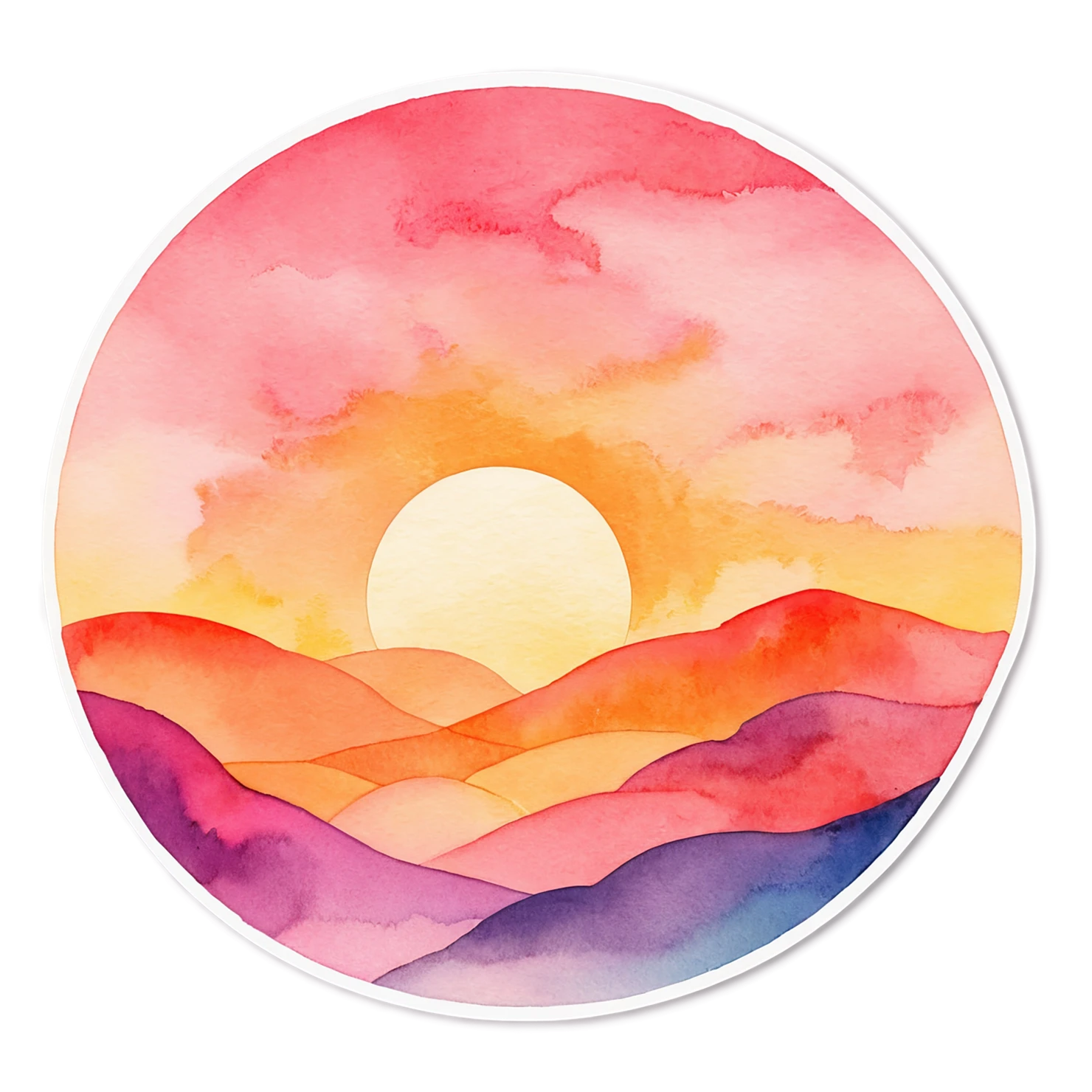 Sunset watercolor sticker isolated on transparent background #22448