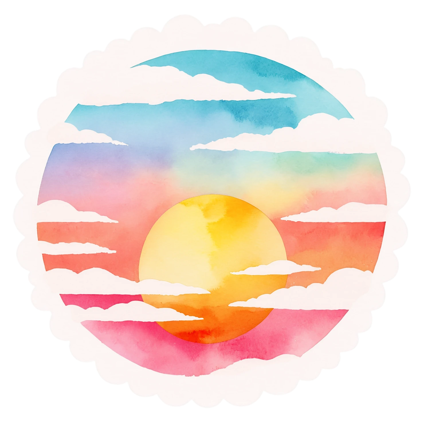 Sunset watercolor sticker isolated on transparent background #22450