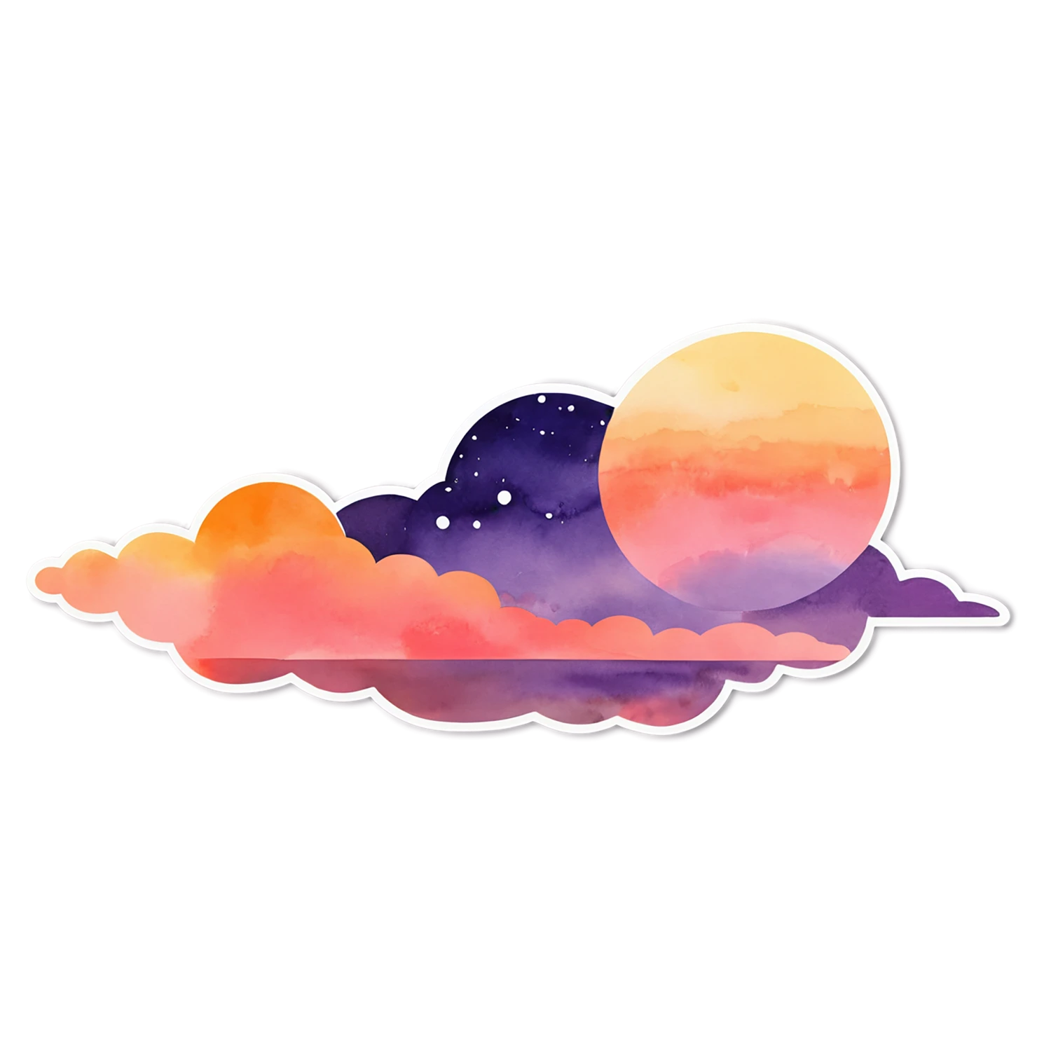 Sunset watercolor sticker isolated on transparent background #22454