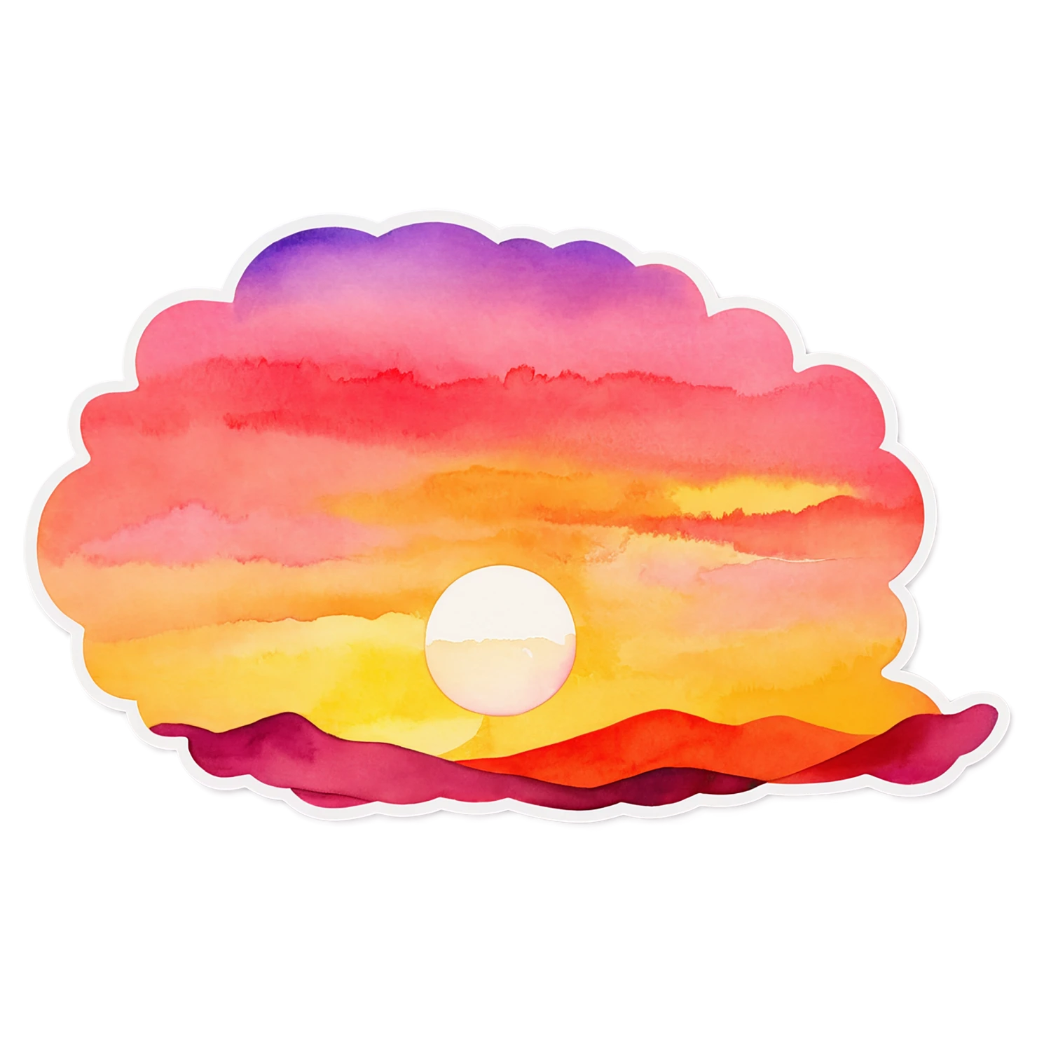 Sunset watercolor sticker isolated on transparent background #22455