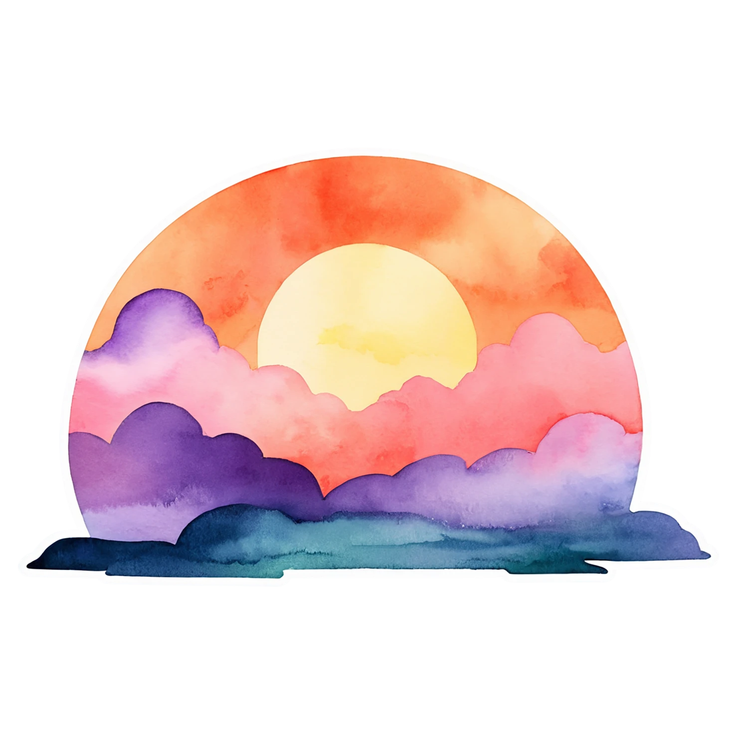 Sunset watercolor sticker isolated on transparent background #22456