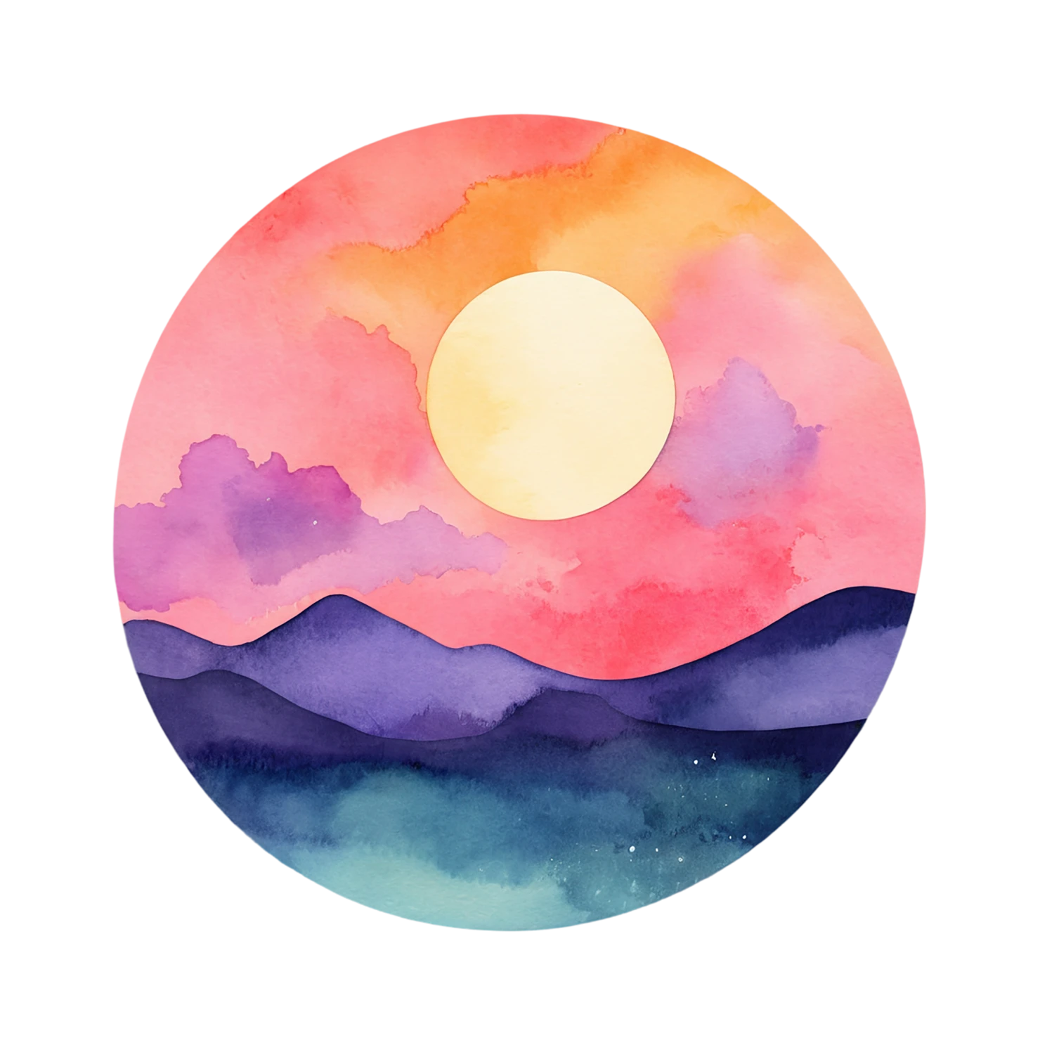 Sunset watercolor sticker isolated on transparent background #22457