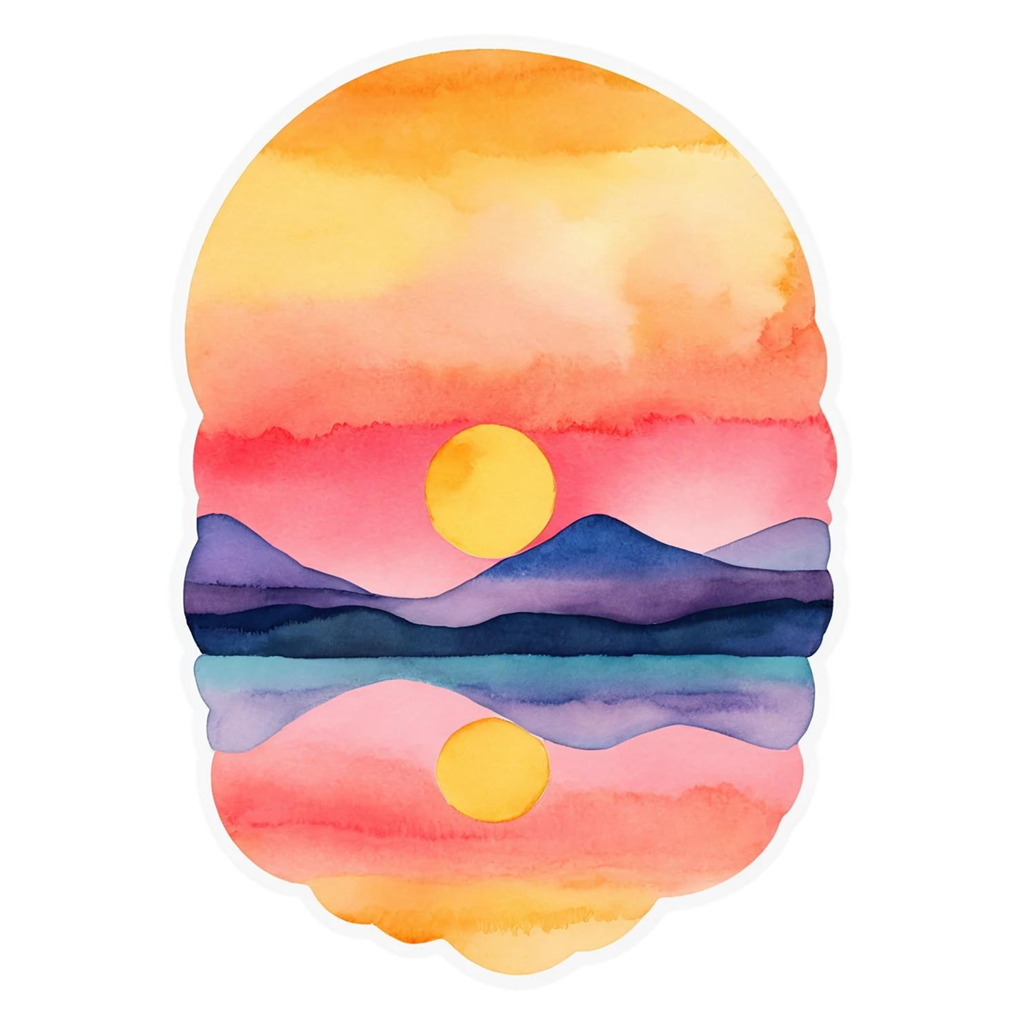 Sunset watercolor sticker isolated on transparent background #22458