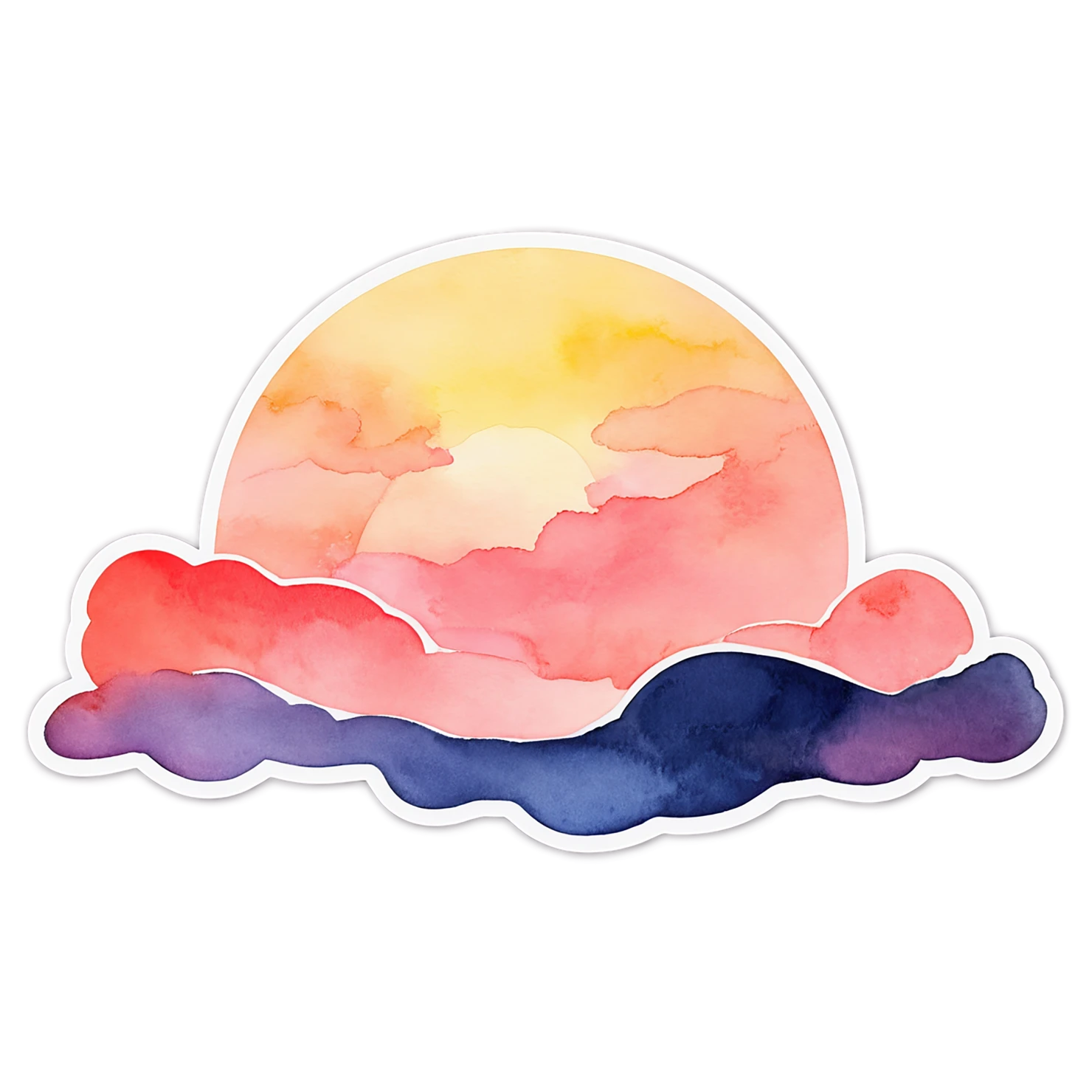 Sunset watercolor sticker isolated on transparent background #22459