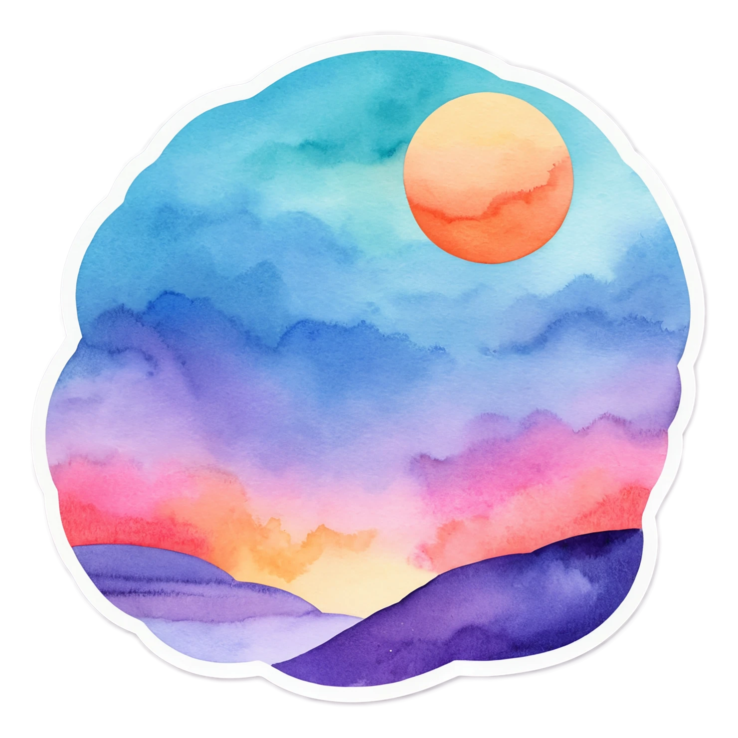 Sunset watercolor sticker isolated on transparent background #22460