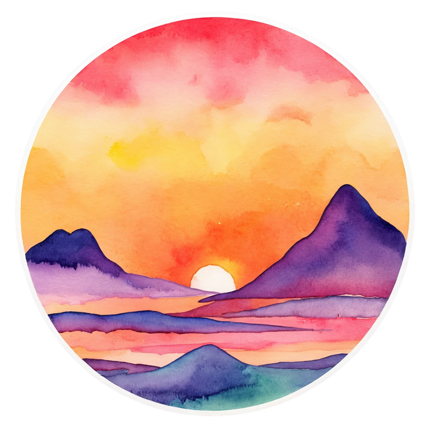 Sunset watercolor sticker isolated on transparent background #22461