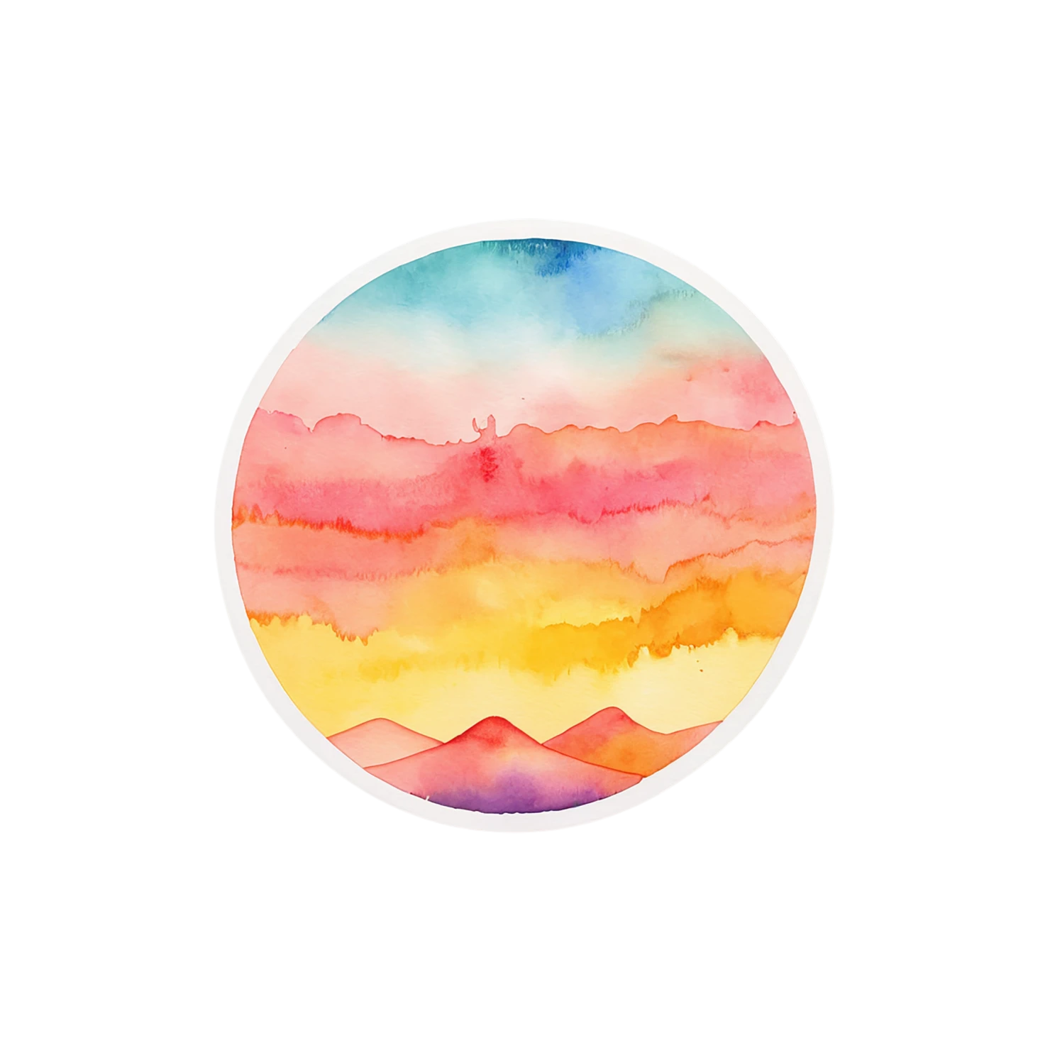 Sunset watercolor sticker isolated on transparent background #22465