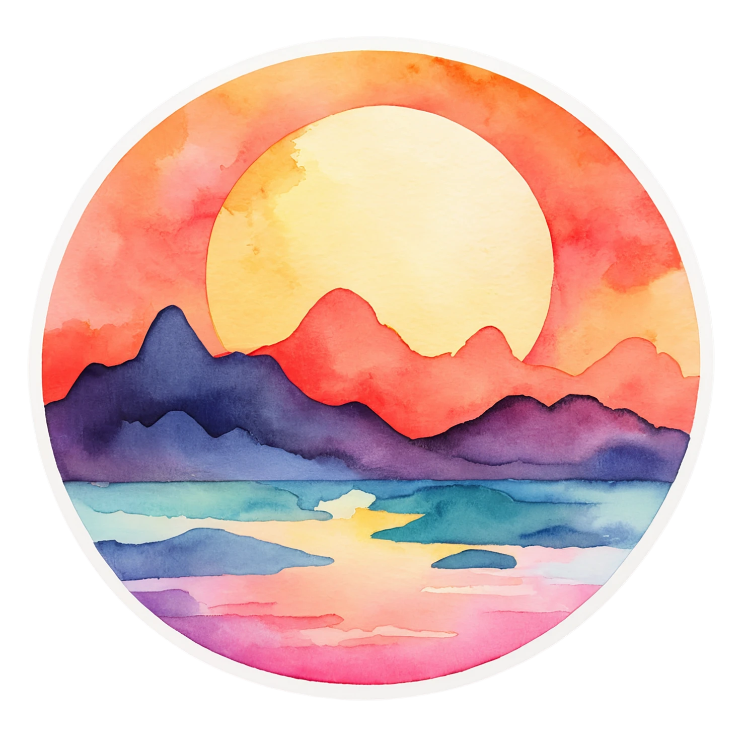 Sunset watercolor sticker isolated on transparent background #22466