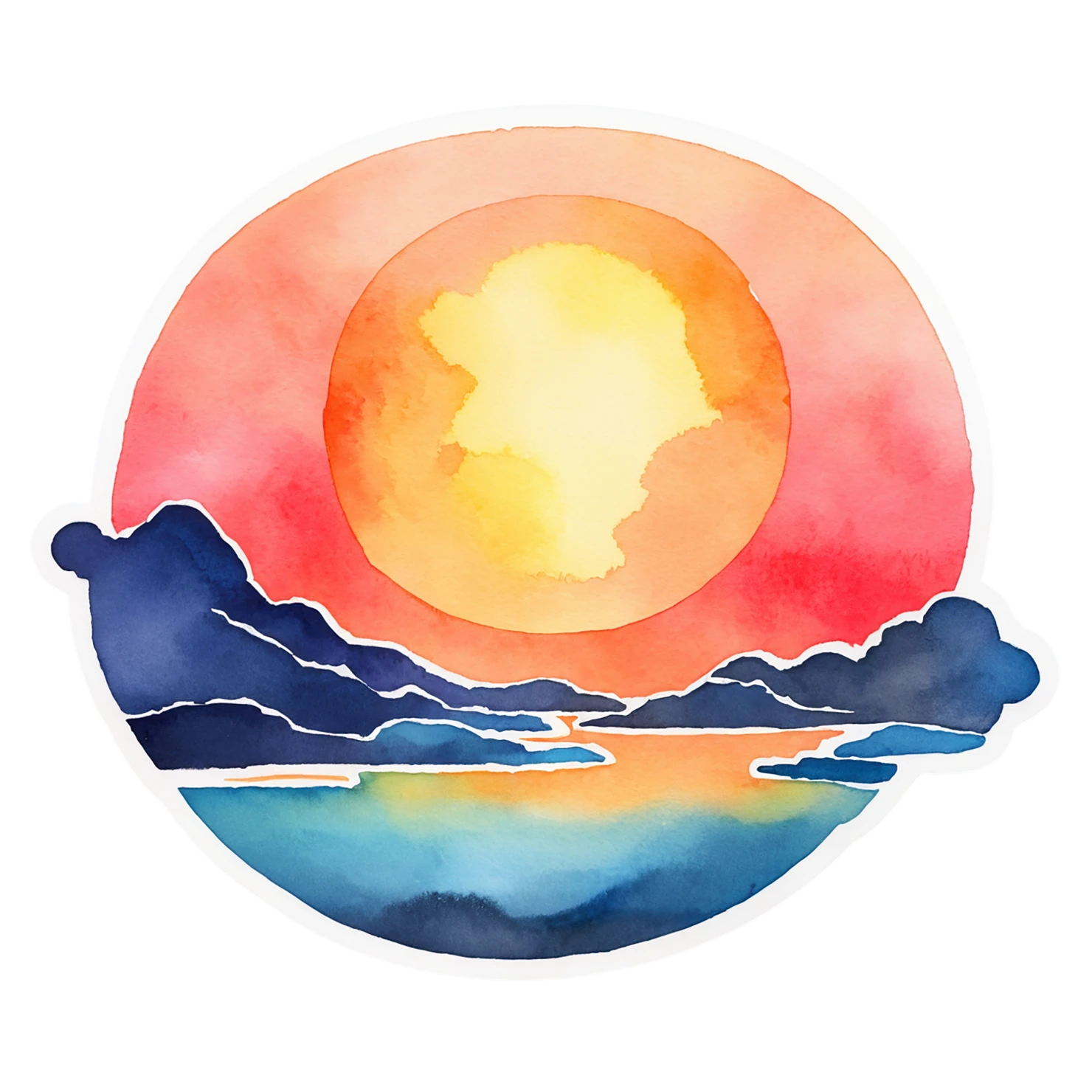 Sunset watercolor sticker isolated on transparent background #22468