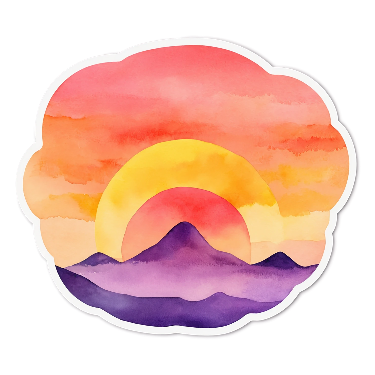 Sunset watercolor sticker isolated on transparent background #22469