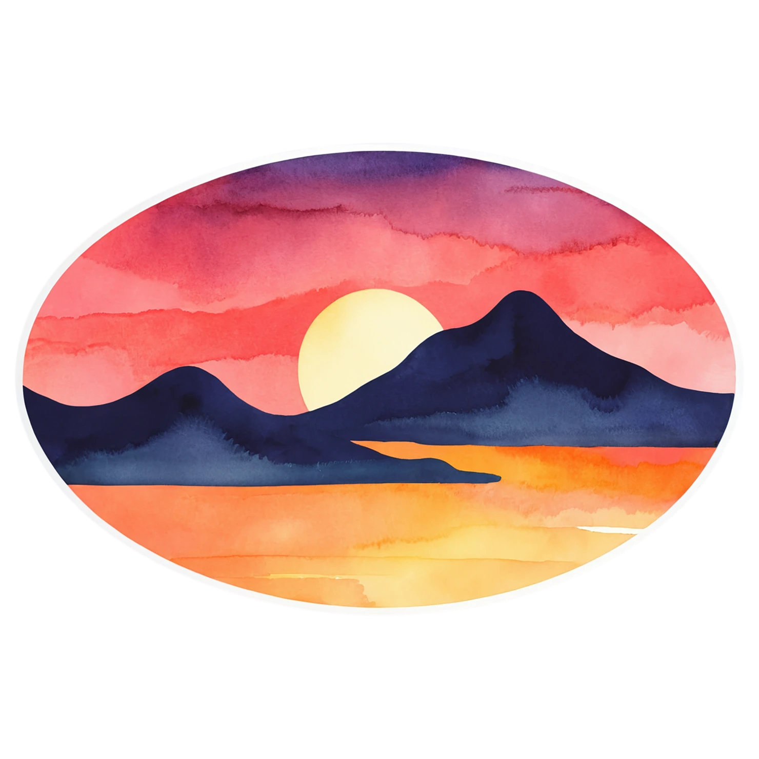 Sunset watercolor sticker isolated on transparent background #22470
