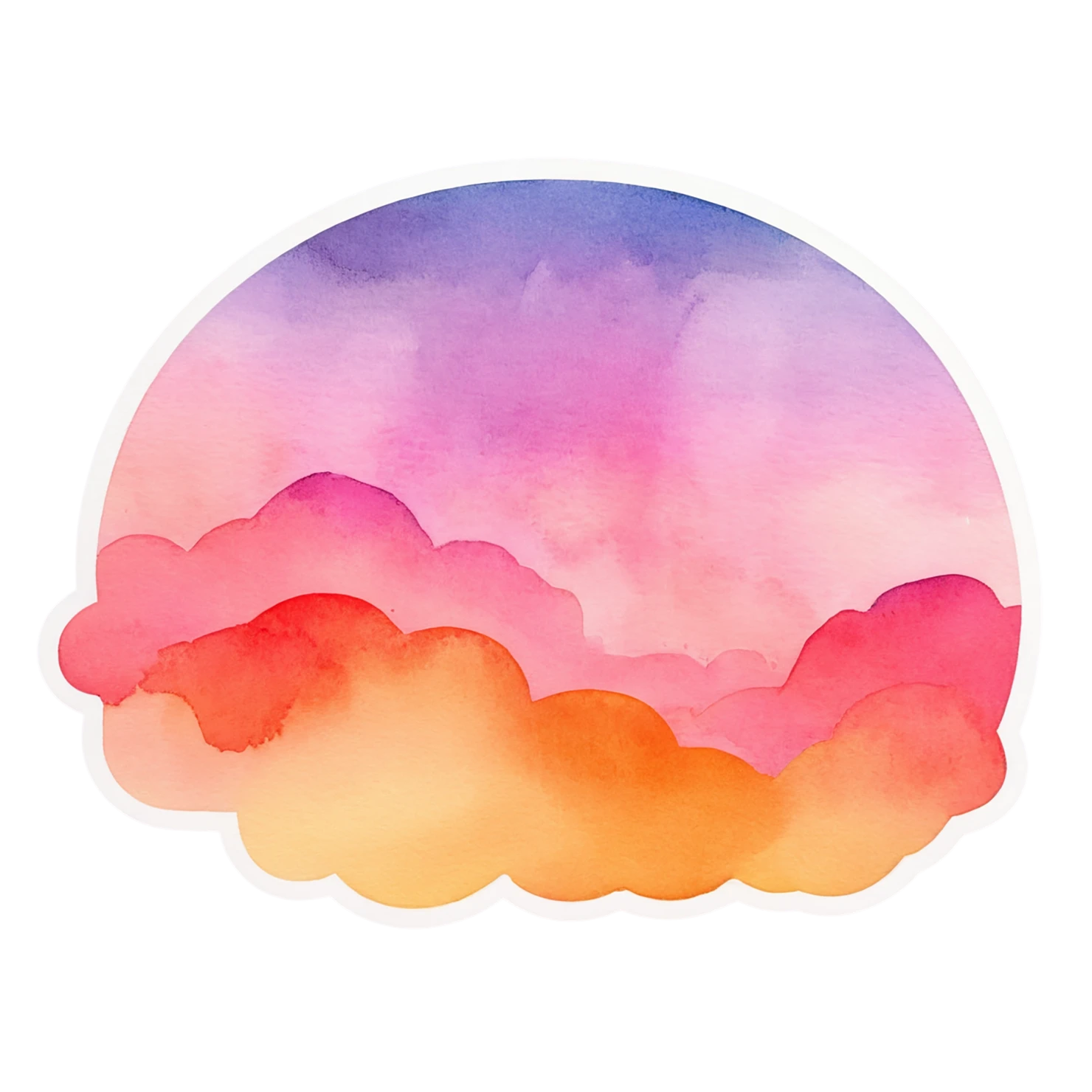 Sunset watercolor sticker isolated on transparent background #22474