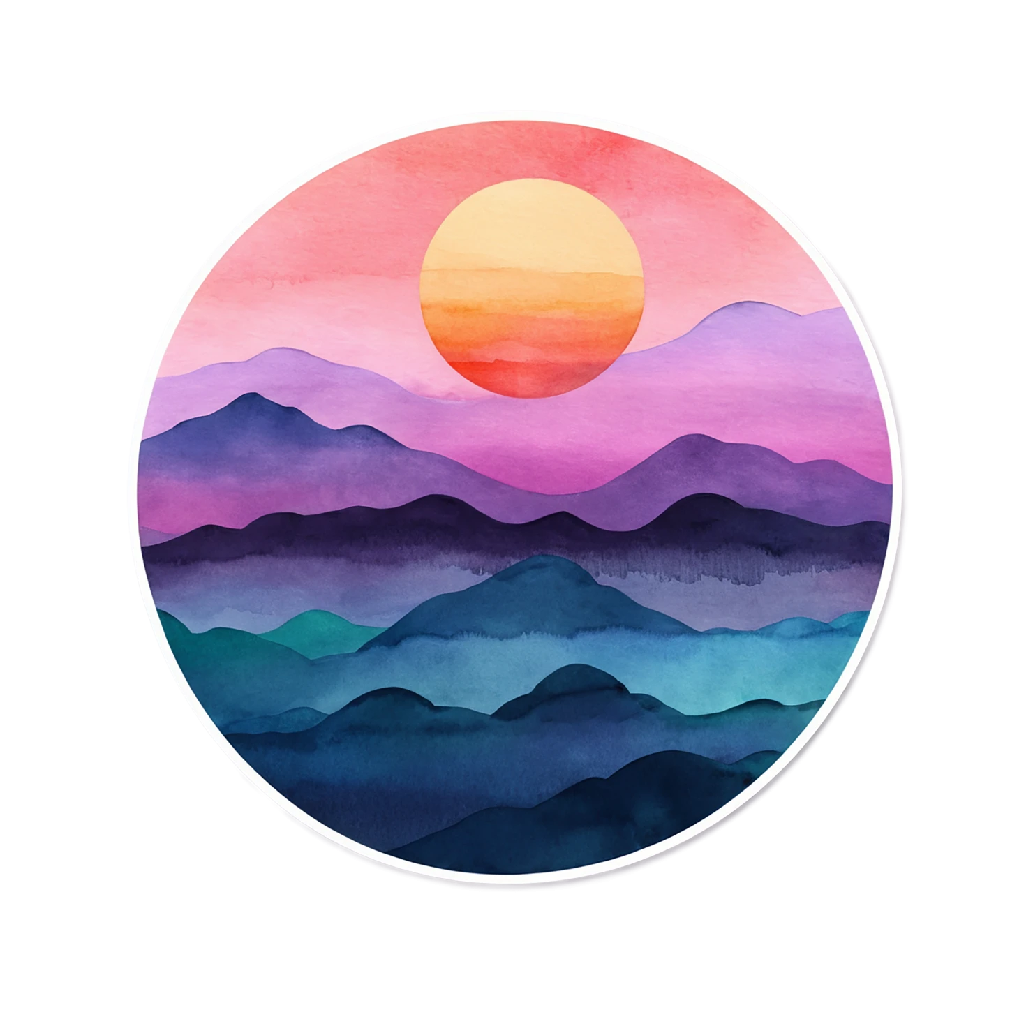 Sunset watercolor sticker isolated on transparent background #22476