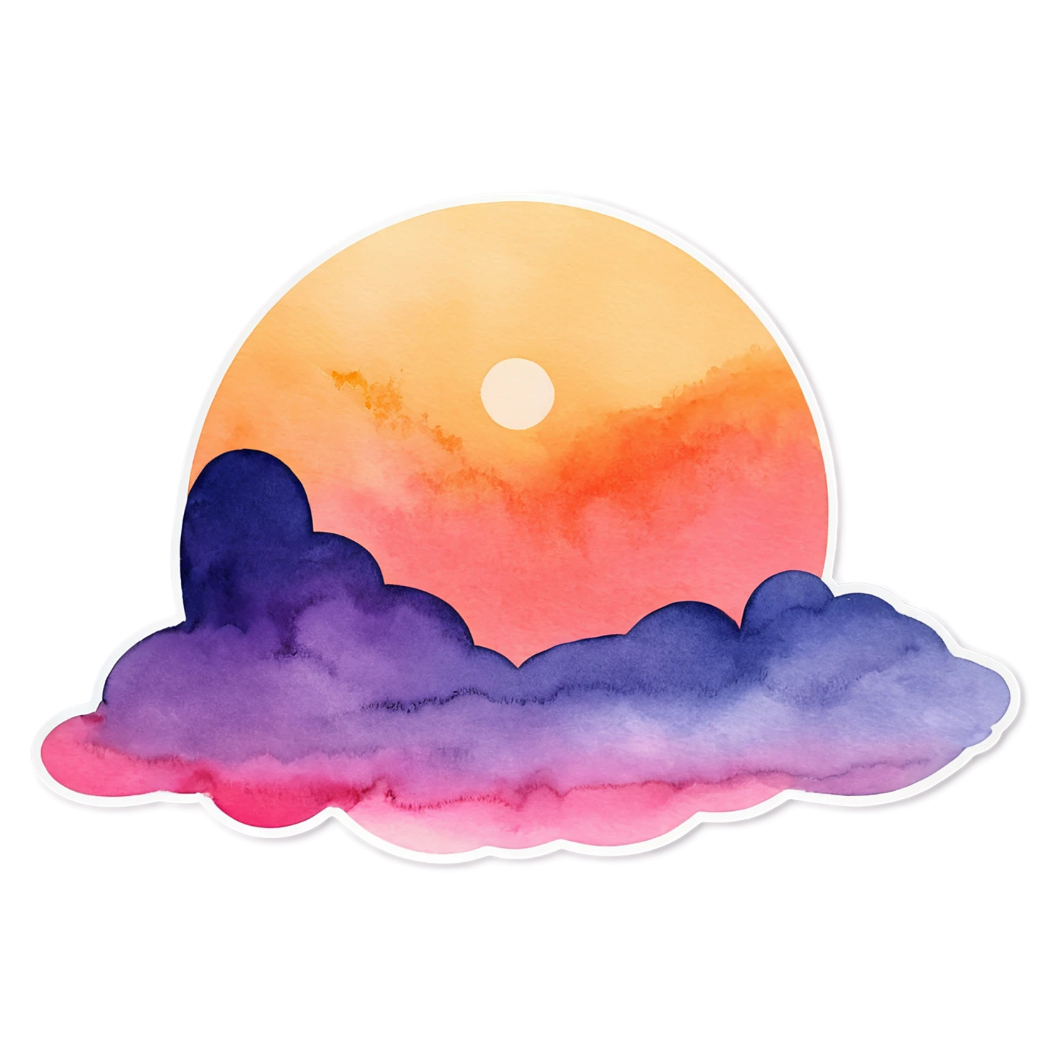 Sunset watercolor sticker isolated on transparent background #22478