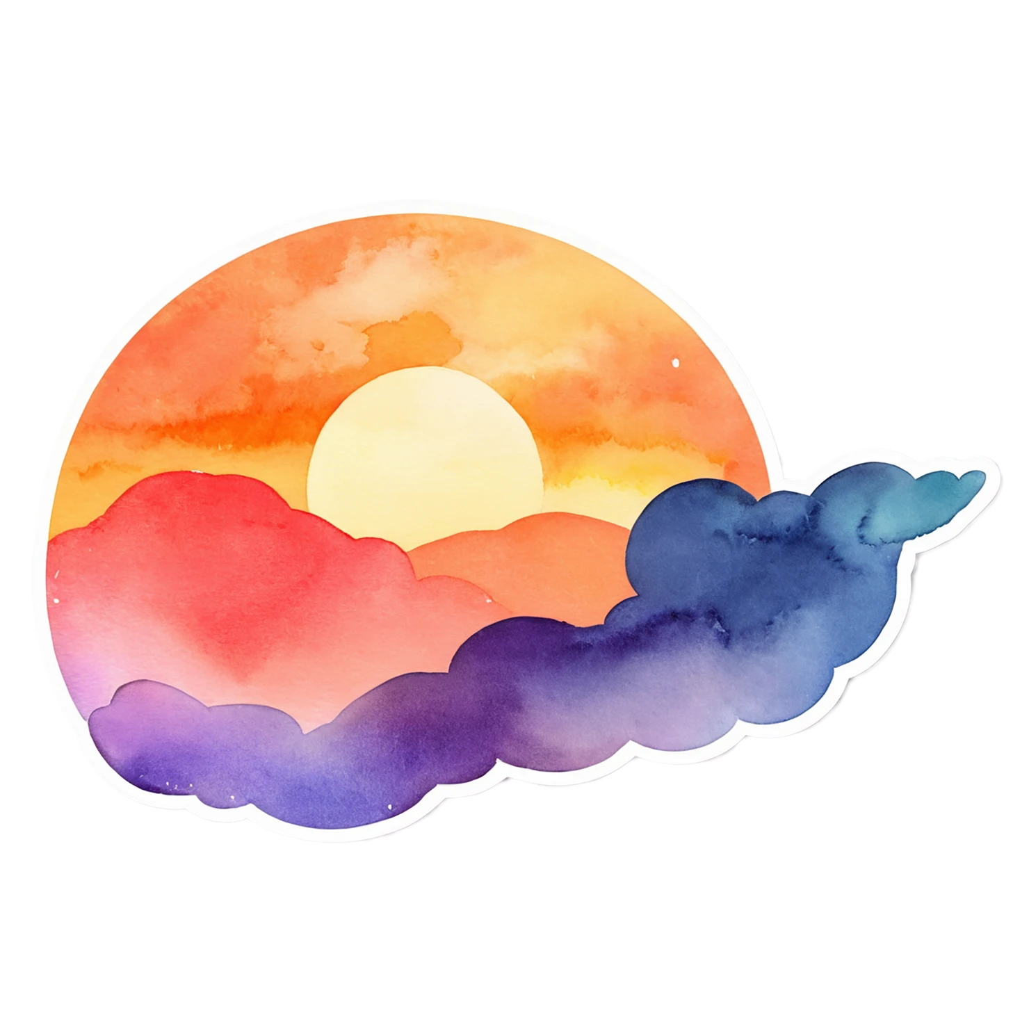 Sunset watercolor sticker isolated on transparent background #22491