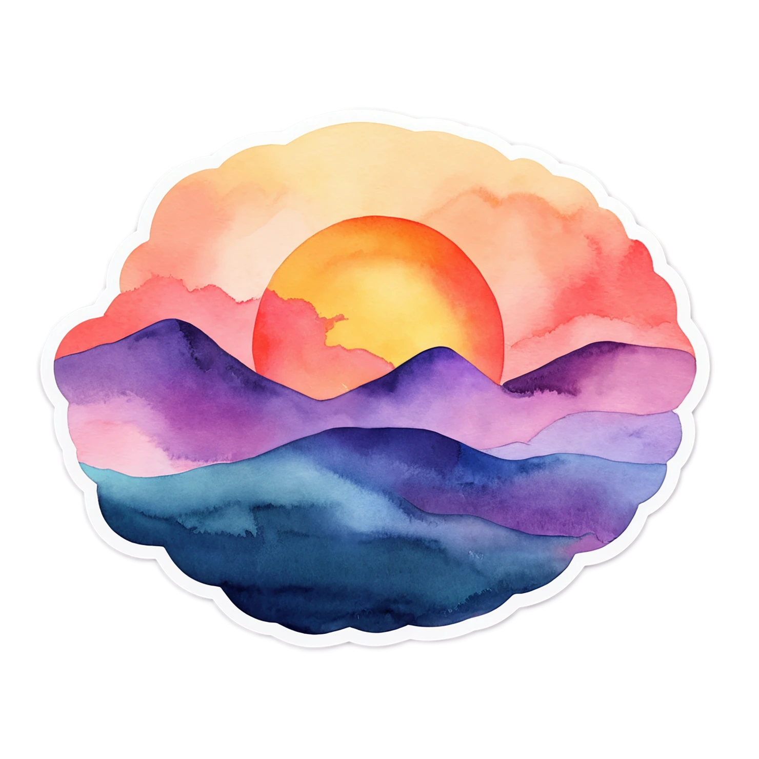 Sunset watercolor sticker isolated on transparent background #22492