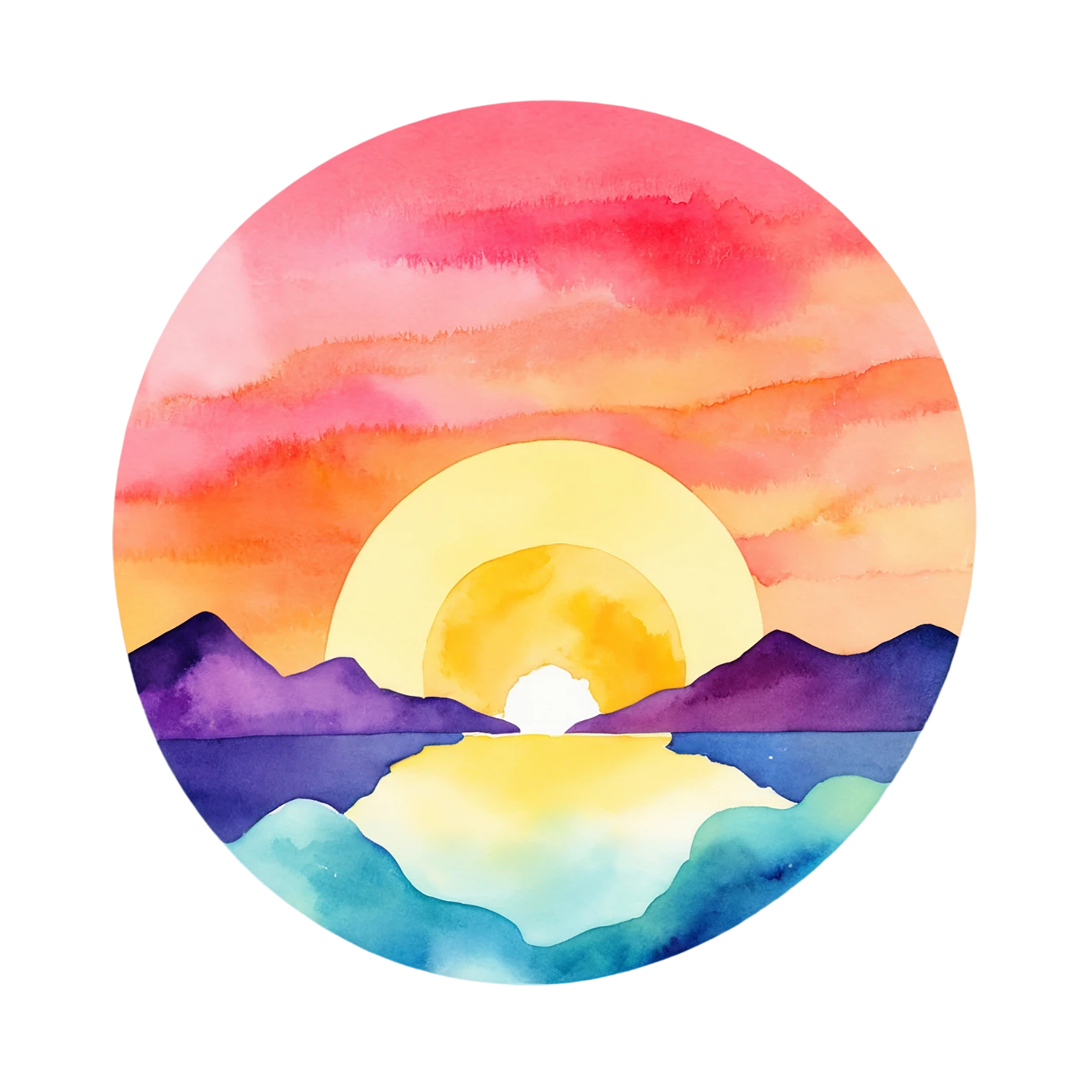Sunset watercolor sticker isolated on transparent background #22493