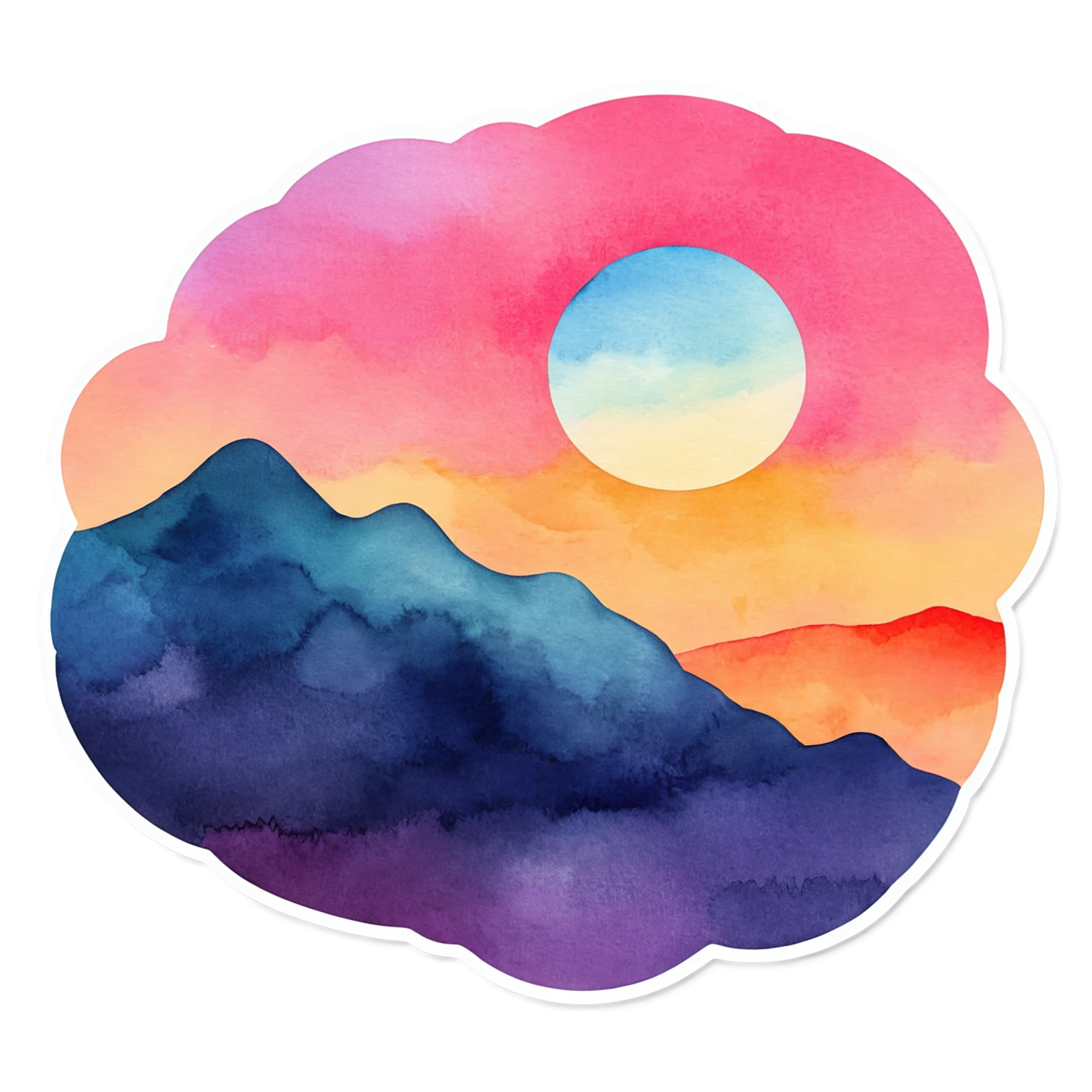 Sunset watercolor sticker isolated on transparent background #22496