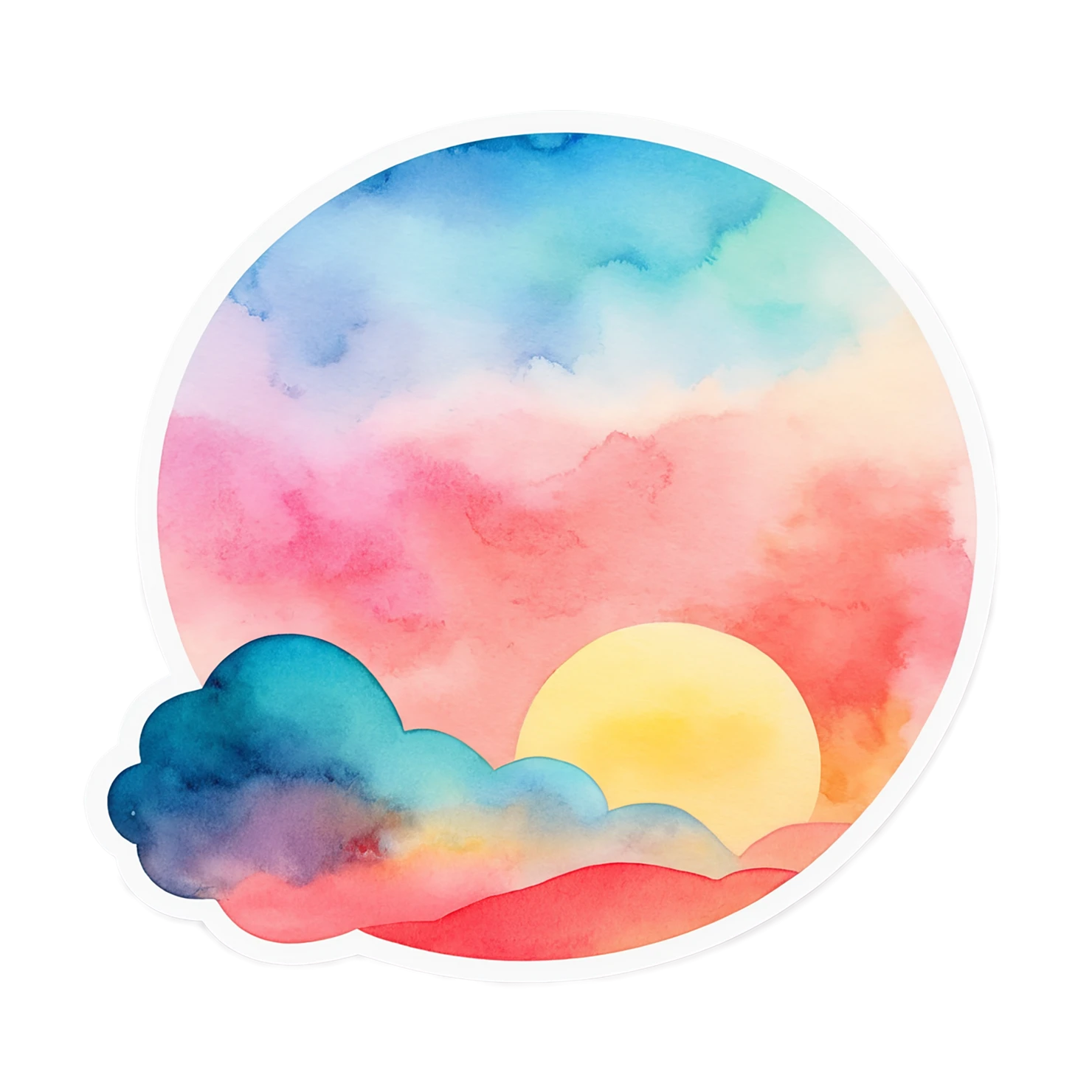 Sunset watercolor sticker isolated on transparent background #22497