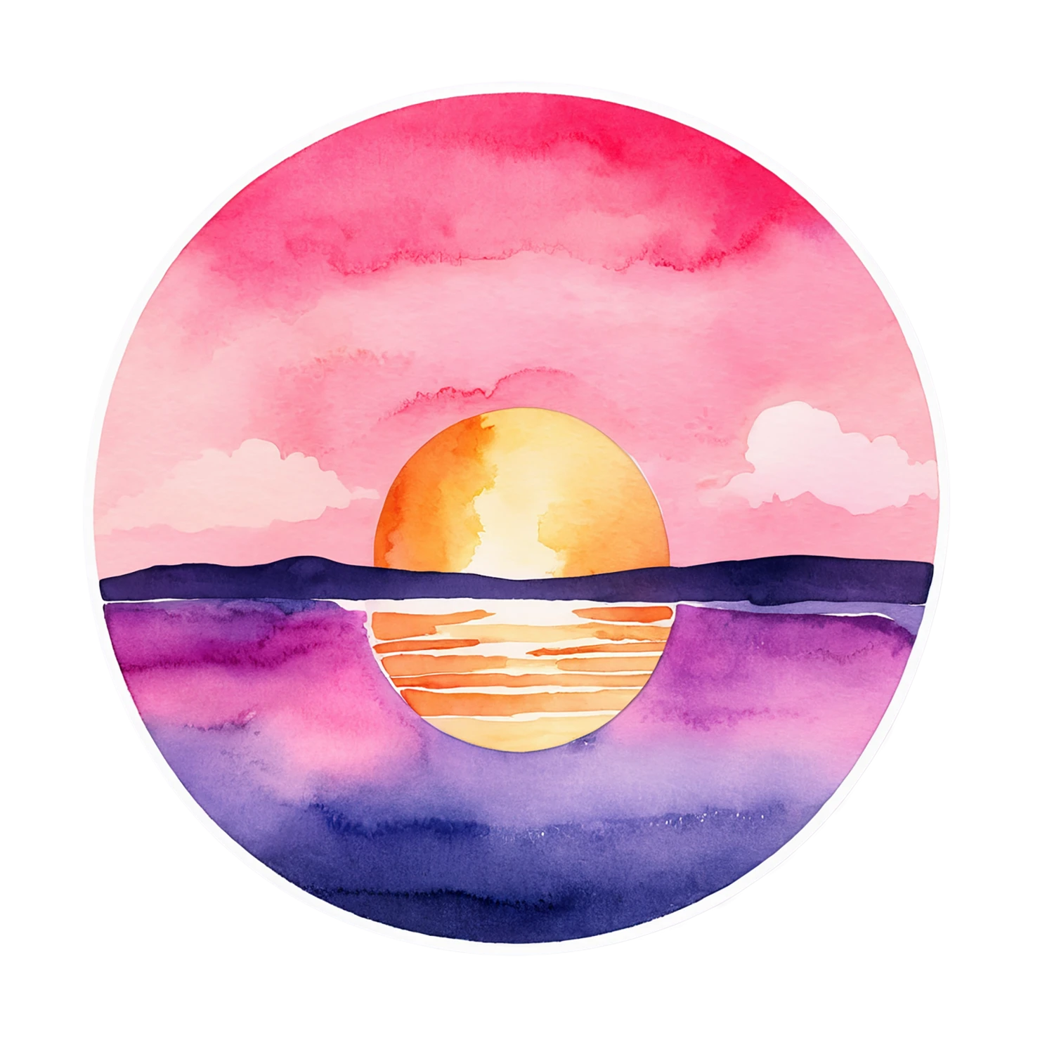 Sunset watercolor sticker isolated on transparent background #22498